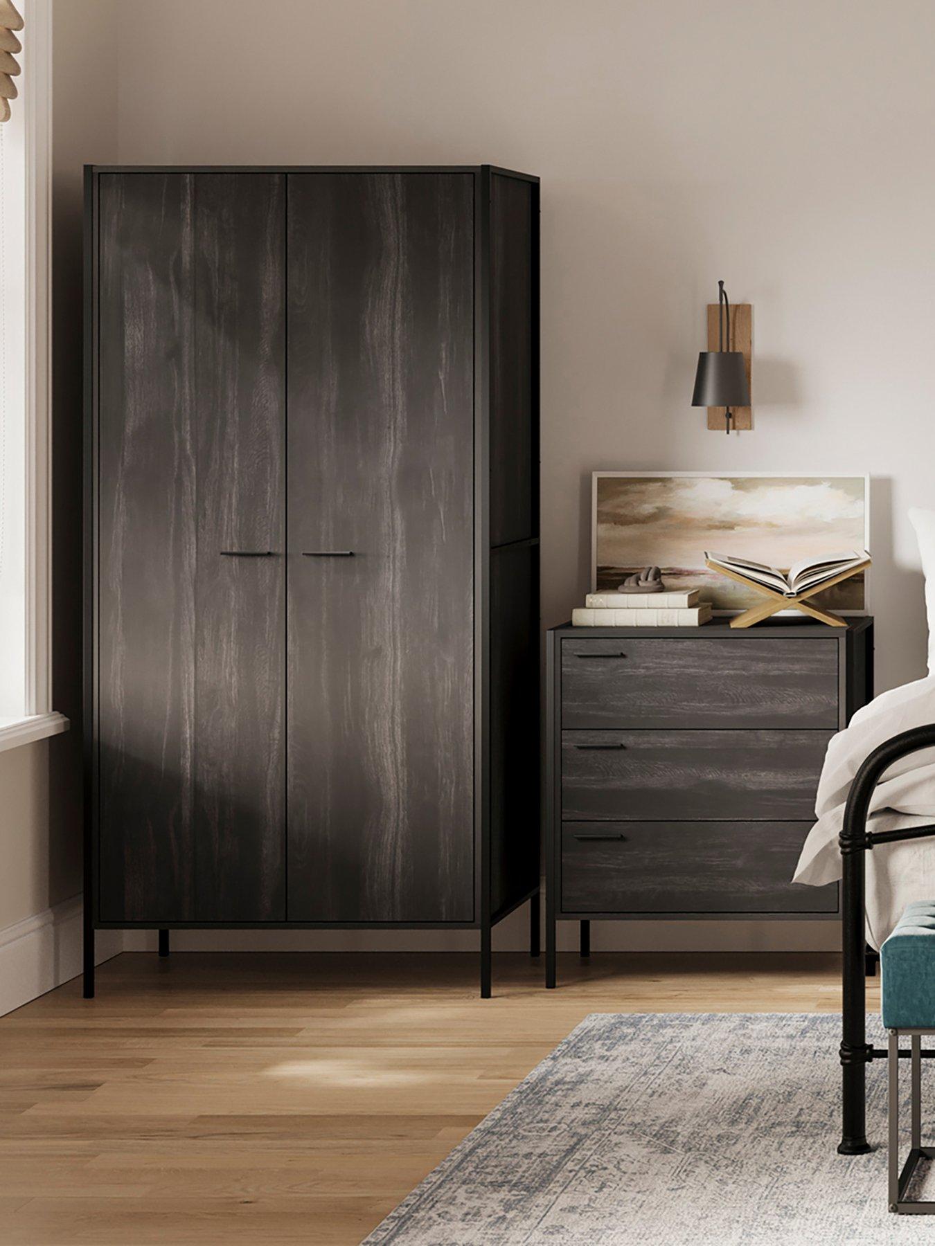 LPD Home Hoxton Black 2 Door Wardrobe