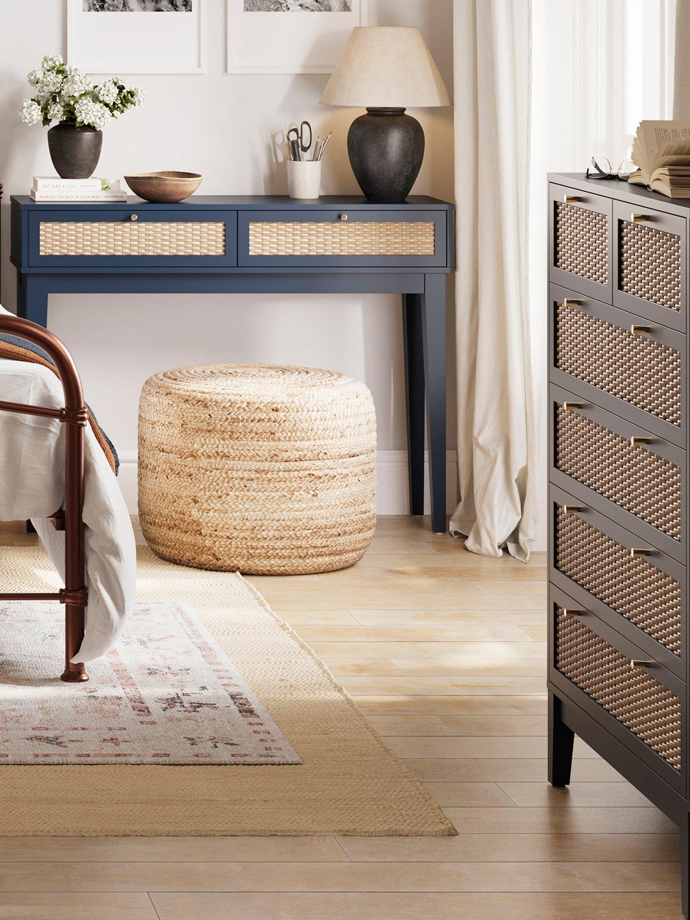 undefined Bordeaux Rattan Effect Chest Of Drawer - Blue