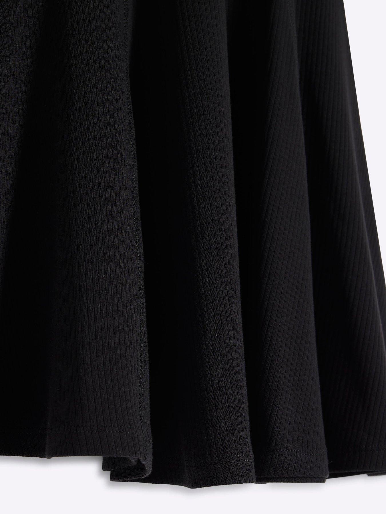 Image 4 of 4 of River Island Girls Ribbed Quarter Zip Polo Italia Sporty Dress - Black