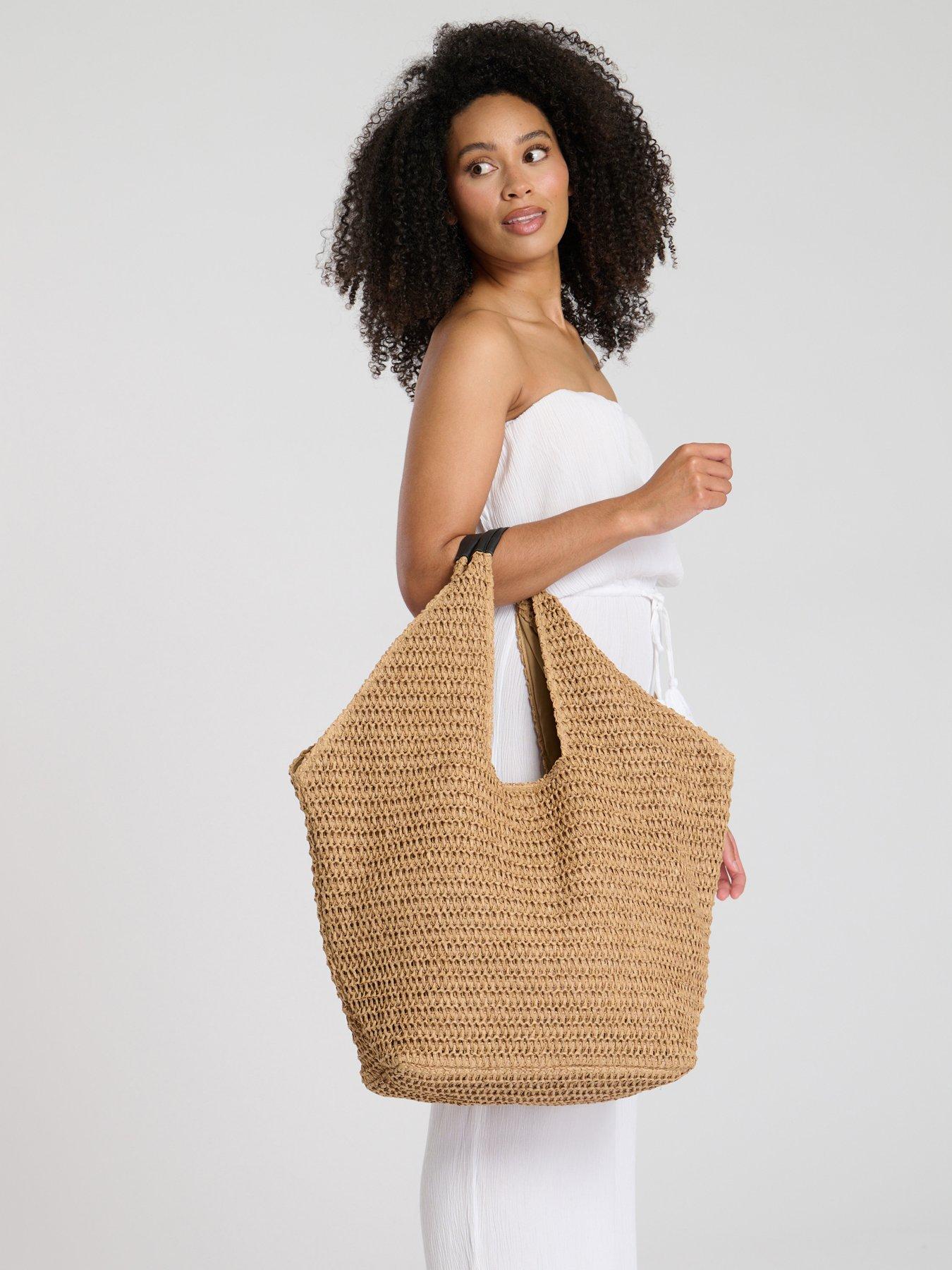 undefined Oversized Woven Shoulder Bag
