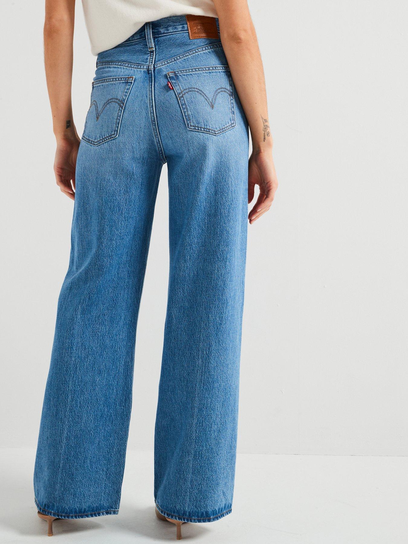 Image 2 of 6 of Levi's Ribcage Wide Leg Jeans - Not The Same Blue