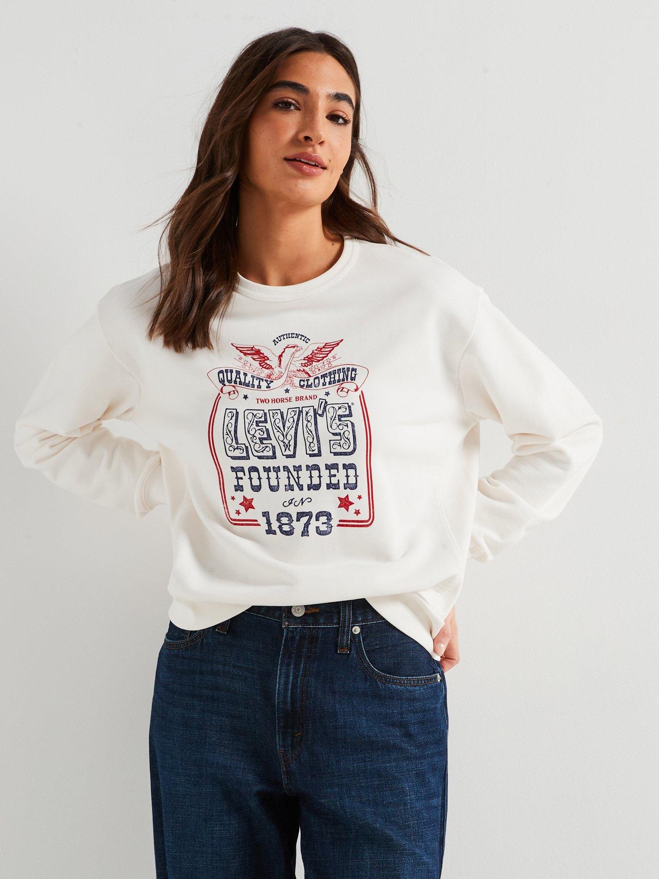 undefined Graphic Heritage Crewneck Sweatshirt - Levis Founded In 1873 Crew Sugar Swizzle - White
