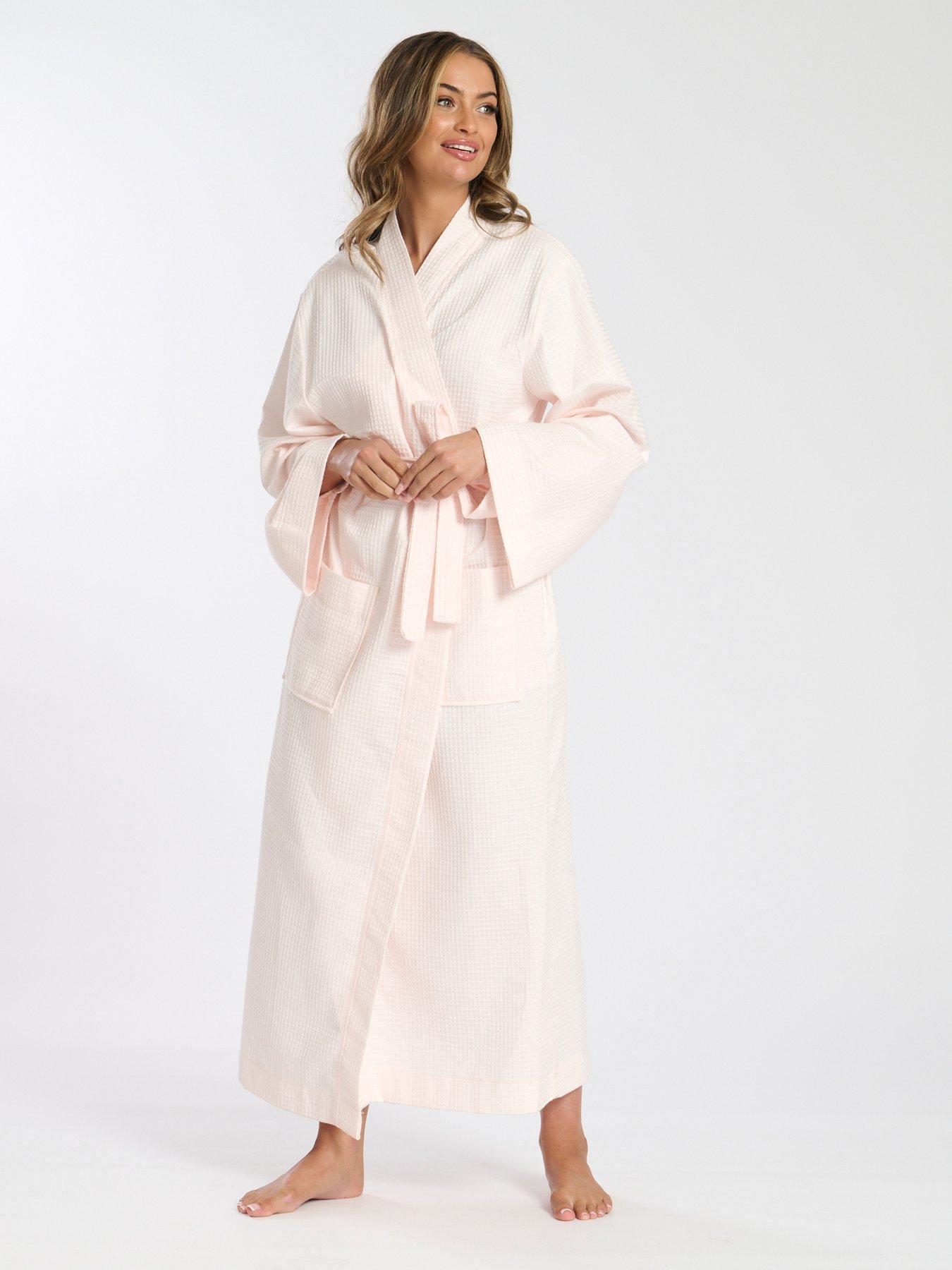 Loungeable Maxi Length Waffle Kimono Robe - Pink