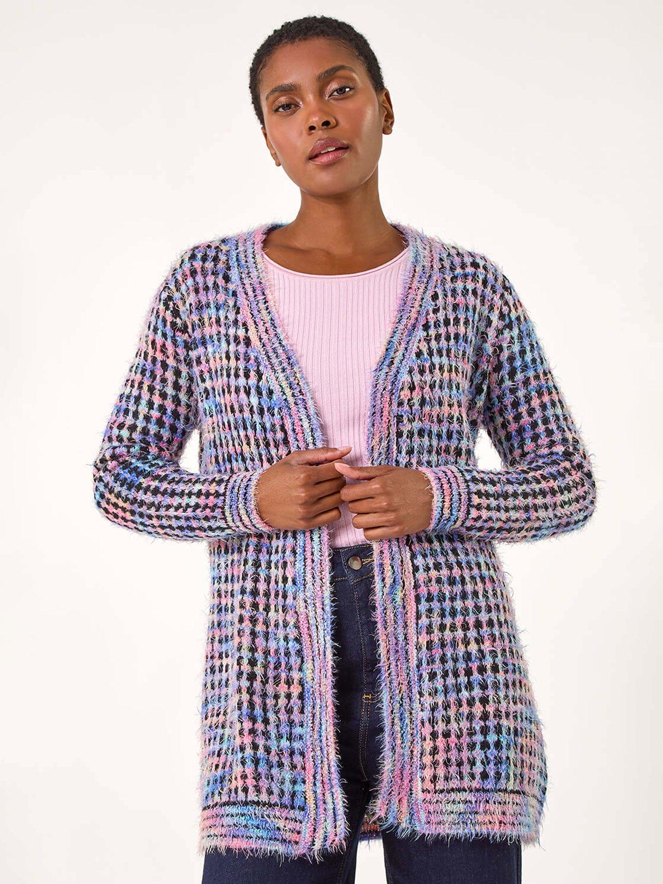 Image 1 of 5 of Roman Multi Spacedye Fluffy Cardigan - Purple