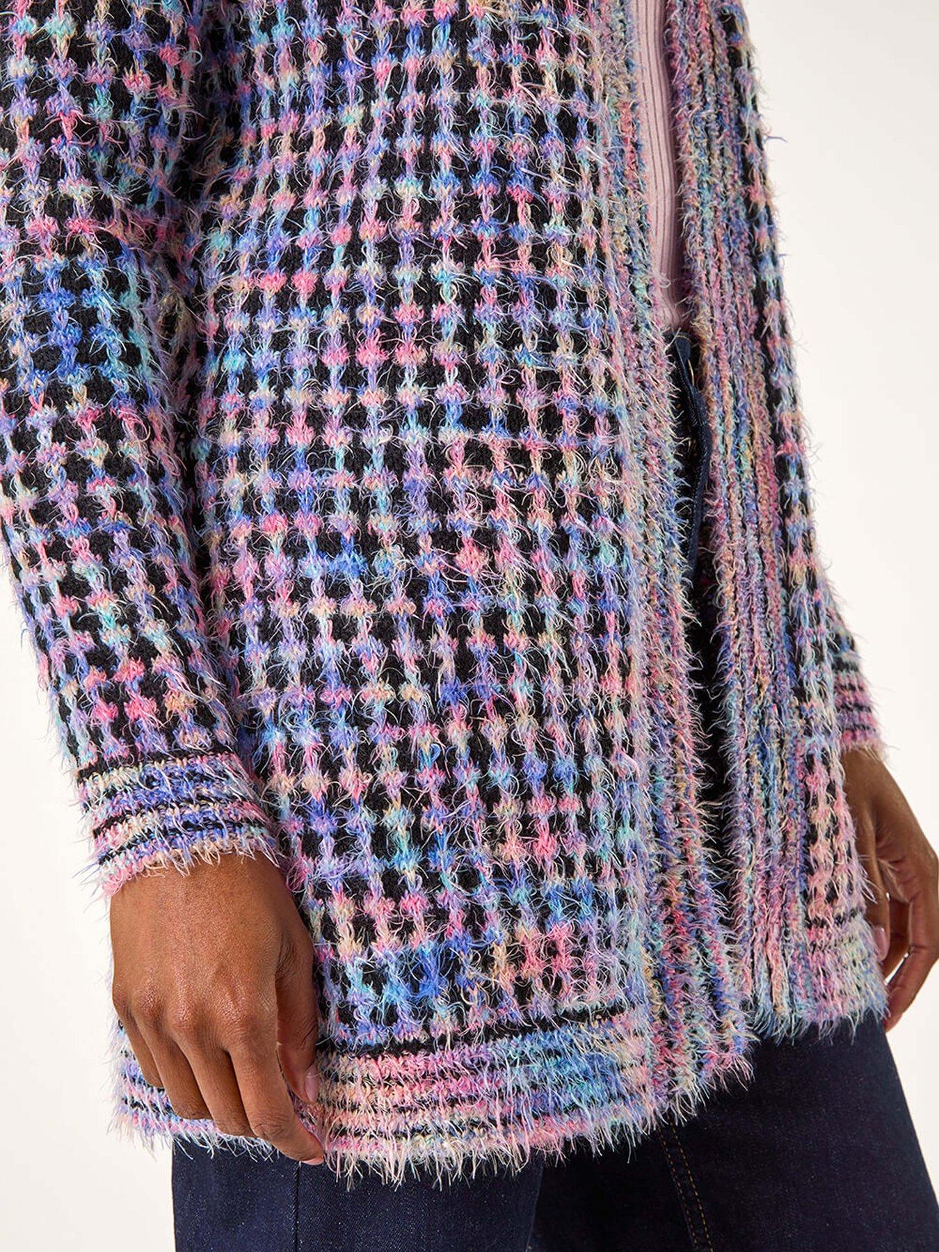 Image 5 of 5 of Roman Multi Spacedye Fluffy Cardigan - Purple