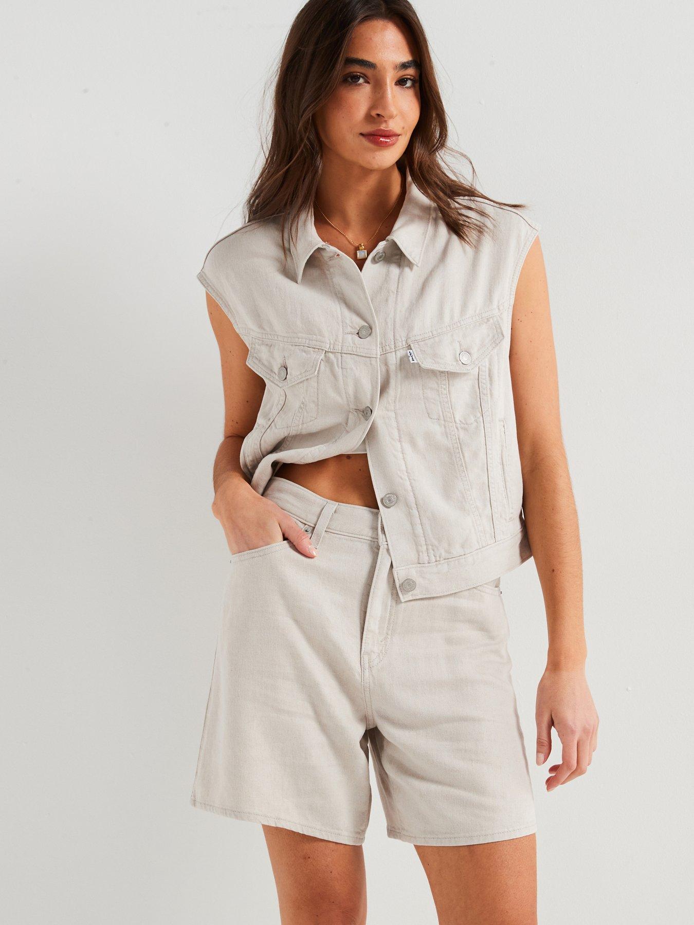 Levi's High Rise Baggy Linen+ Denim Shorts - Grey