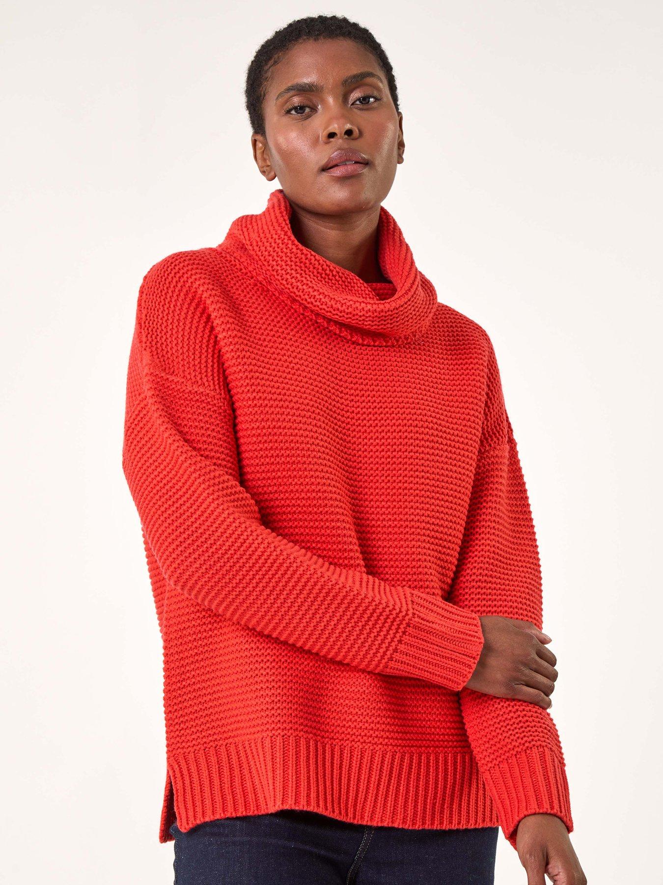Roman Textured Cowl Neck Jumper - Red | Very