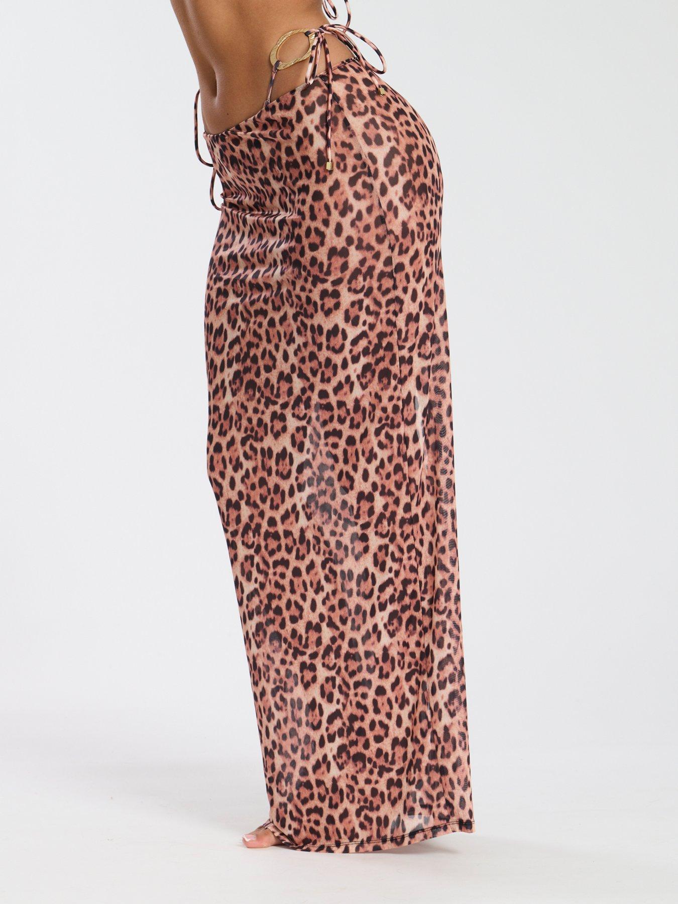 Image 4 of 5 of South Beach Printed Mesh Maxi Skirt - Multi