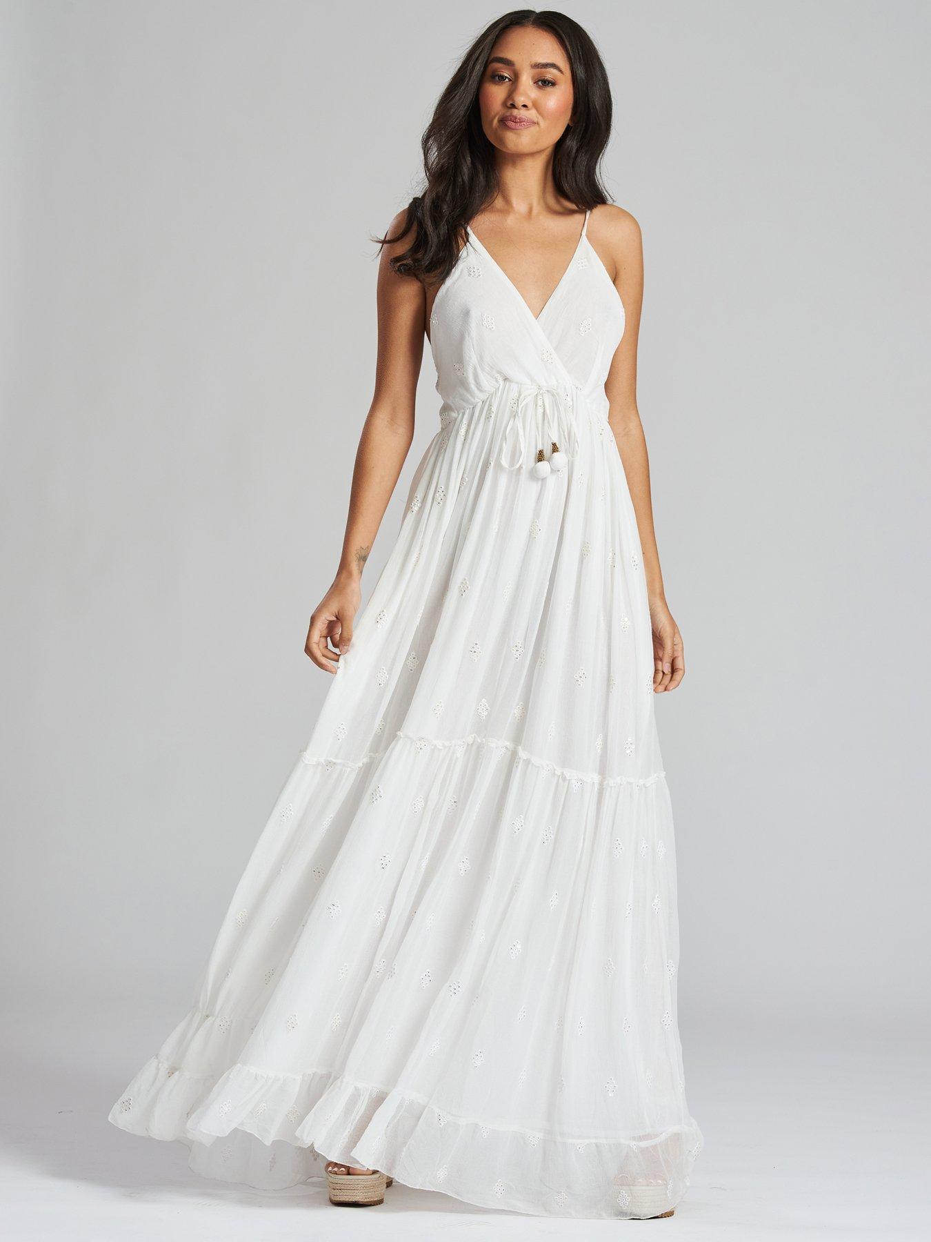 undefined Sequin Detail Cami Maxi Dress - White
