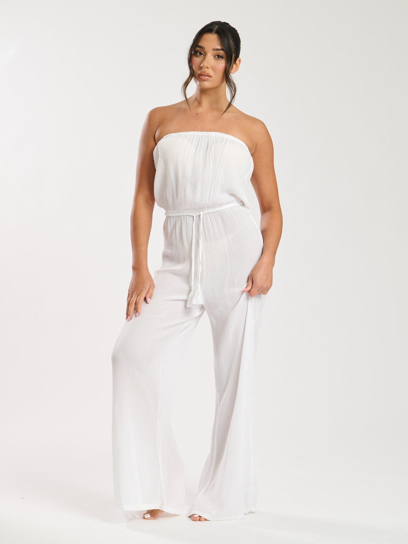 undefined Crinkle Viscose Strapless Jumpsuit