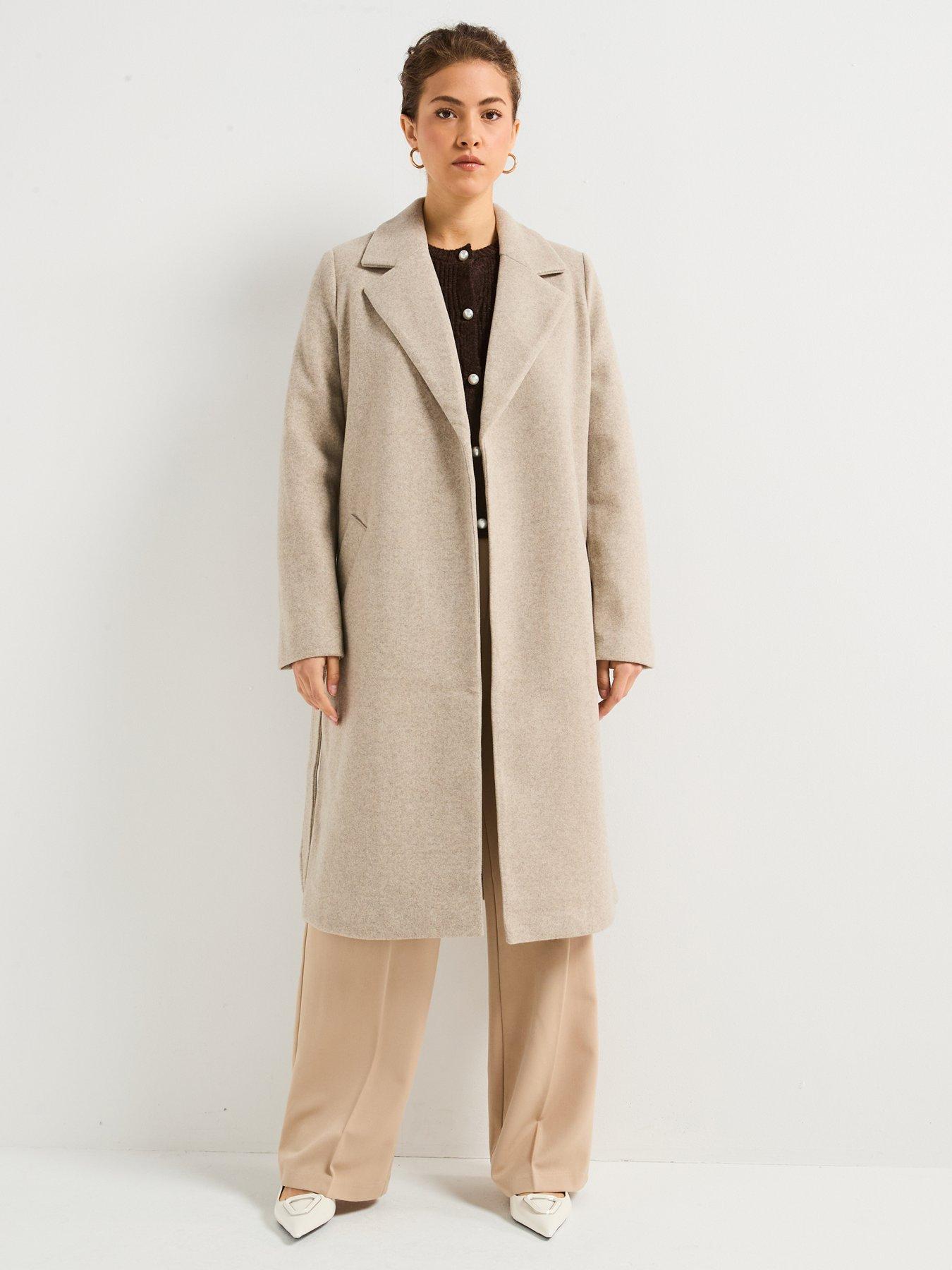 Image 3 of 4 of Vero Moda Longline Coat - Beige