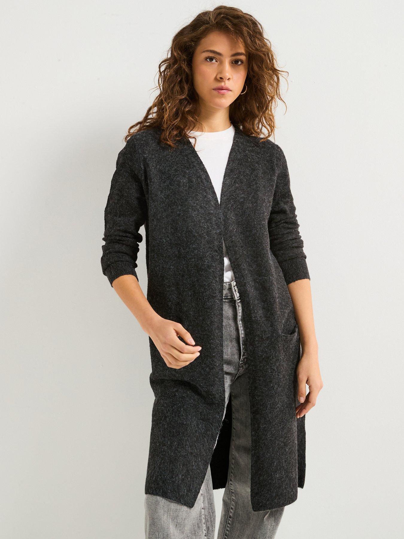 undefined Longline Open Cardigan - Black