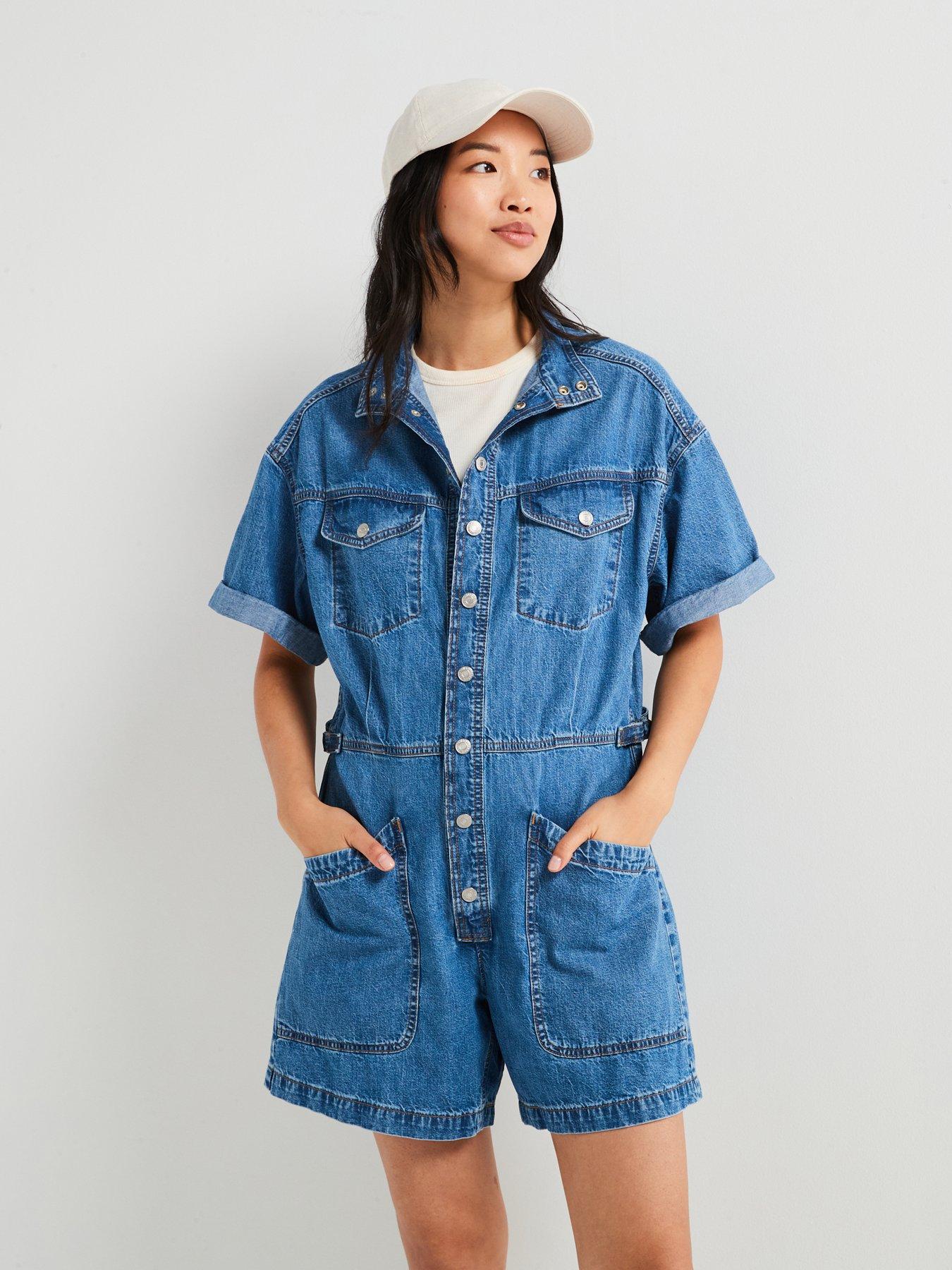 undefined Short-sleeve Surplus Romper - Blue Joke