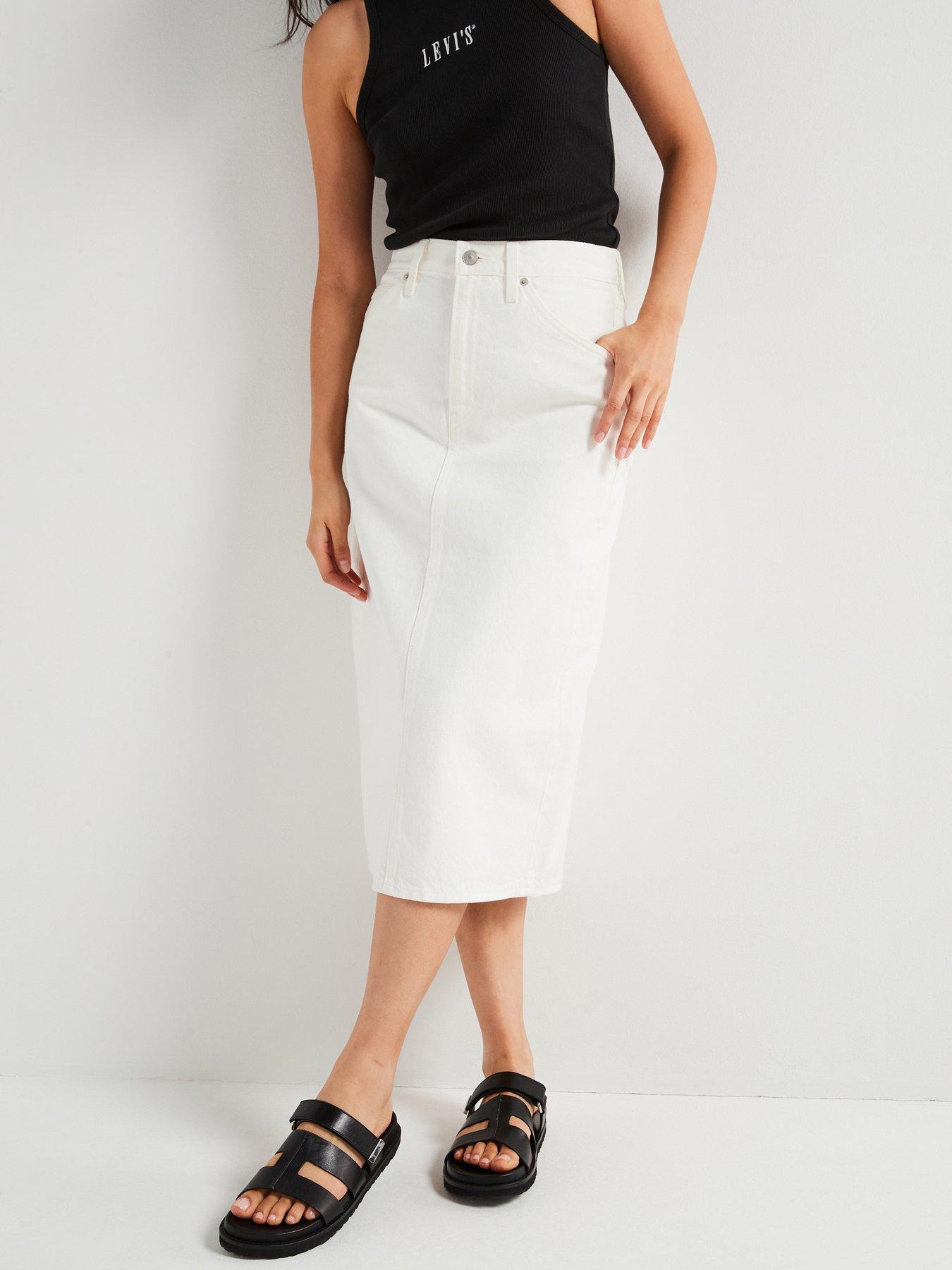 Levi's High-rise Slit Skirt Snowing In La White Very