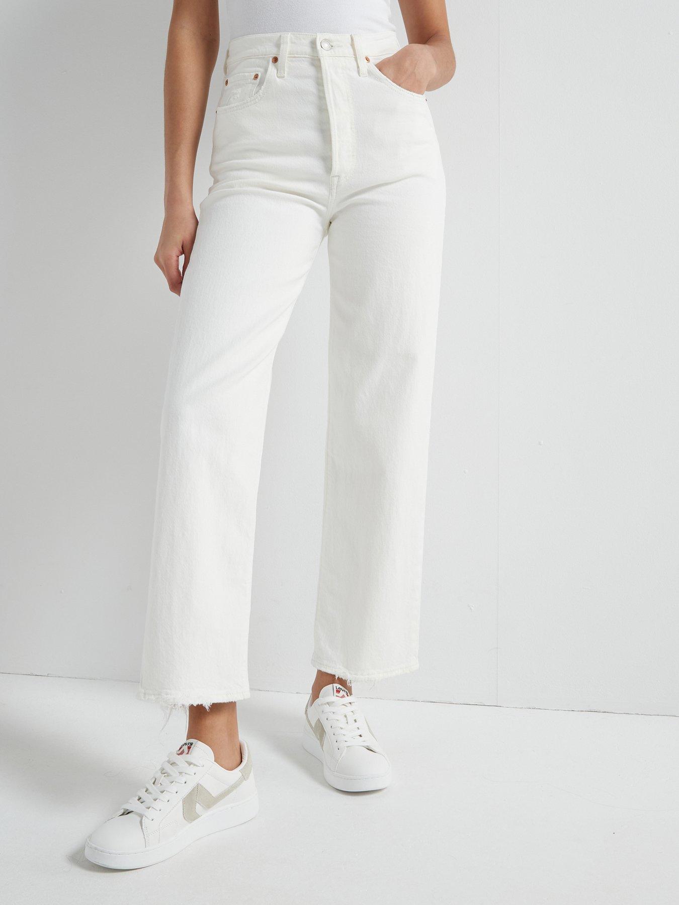 Levi's Ribcage Straight Ankle Jeans, White, Size 30, Inside Leg 29, Women