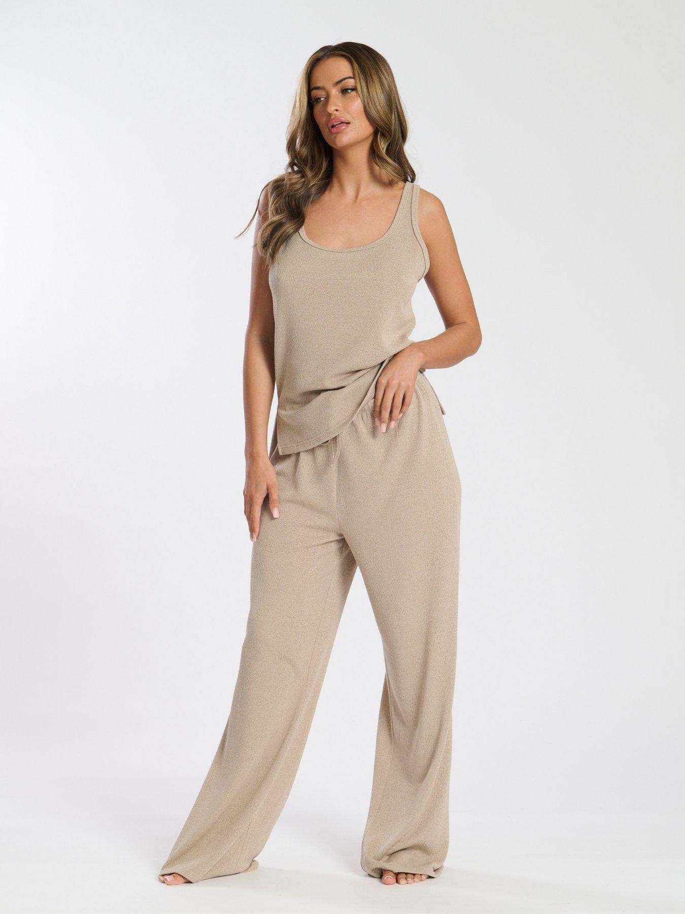 Image 1 of 3 of Loungeable Soft Knit Lounge Trouser - Beige