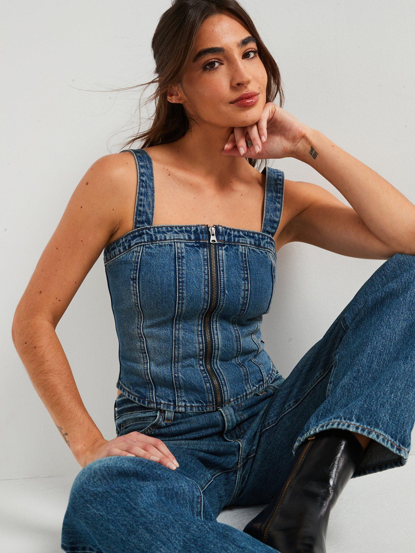 Levi'S Sculpted Bustier Top - Verified Vintage Bustier - Blue