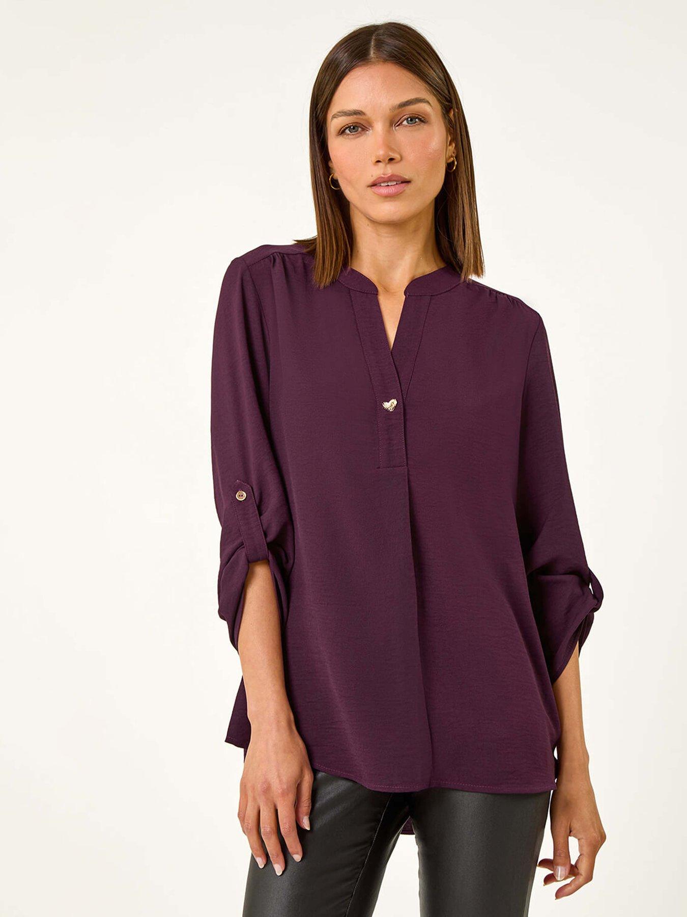 undefined Heart Button Detail Shirt - Purple