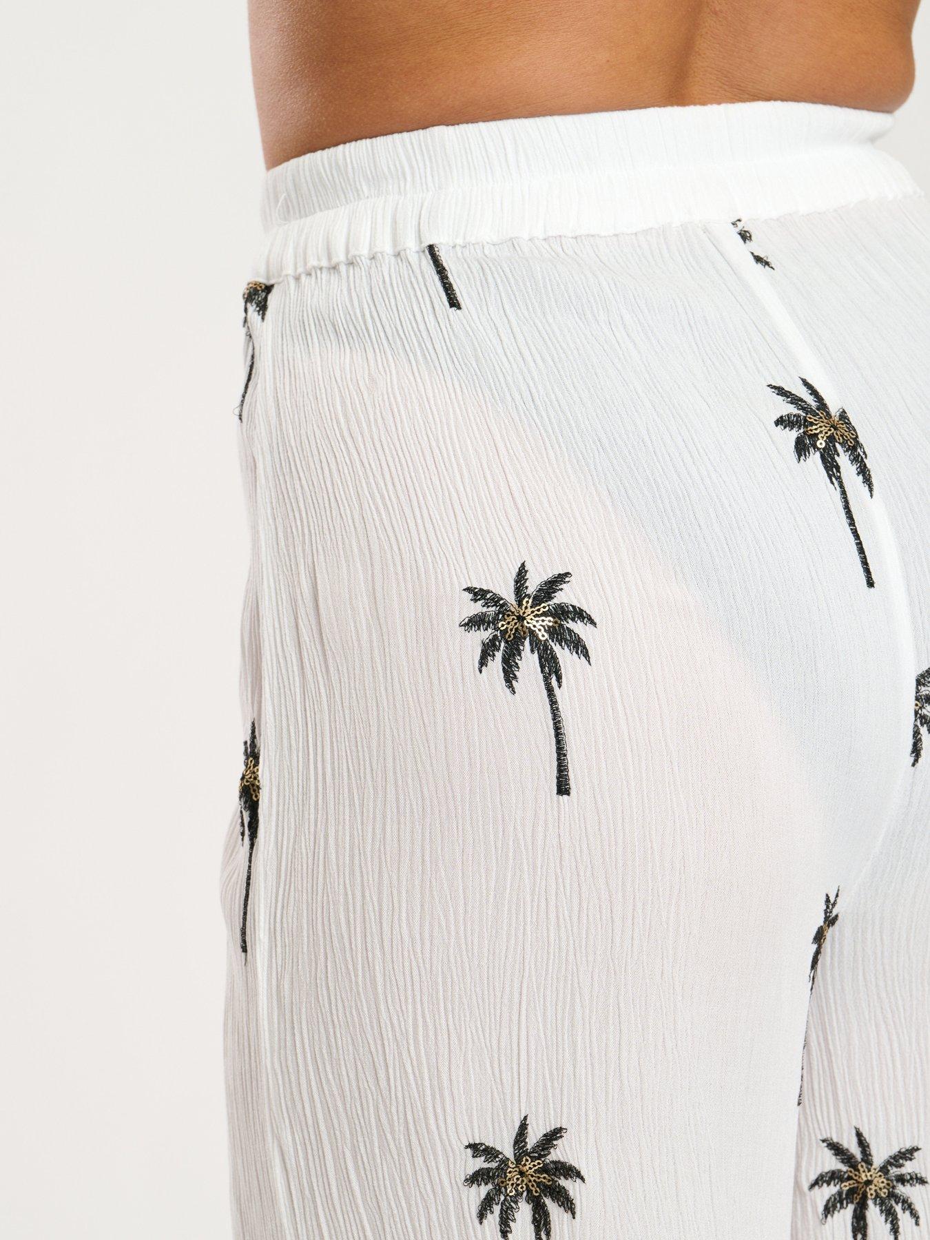 Image 2 of 6 of South Beach Embroidered Beach Pant - White