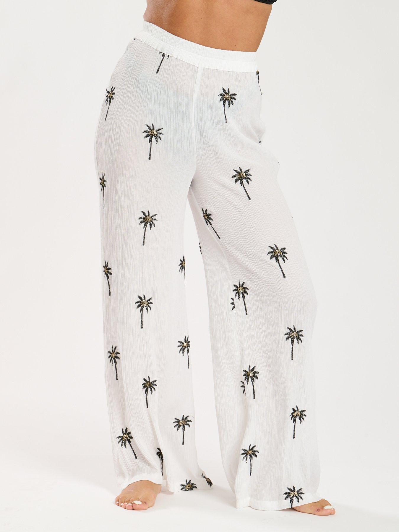 Image 4 of 6 of South Beach Embroidered Beach Pant - White