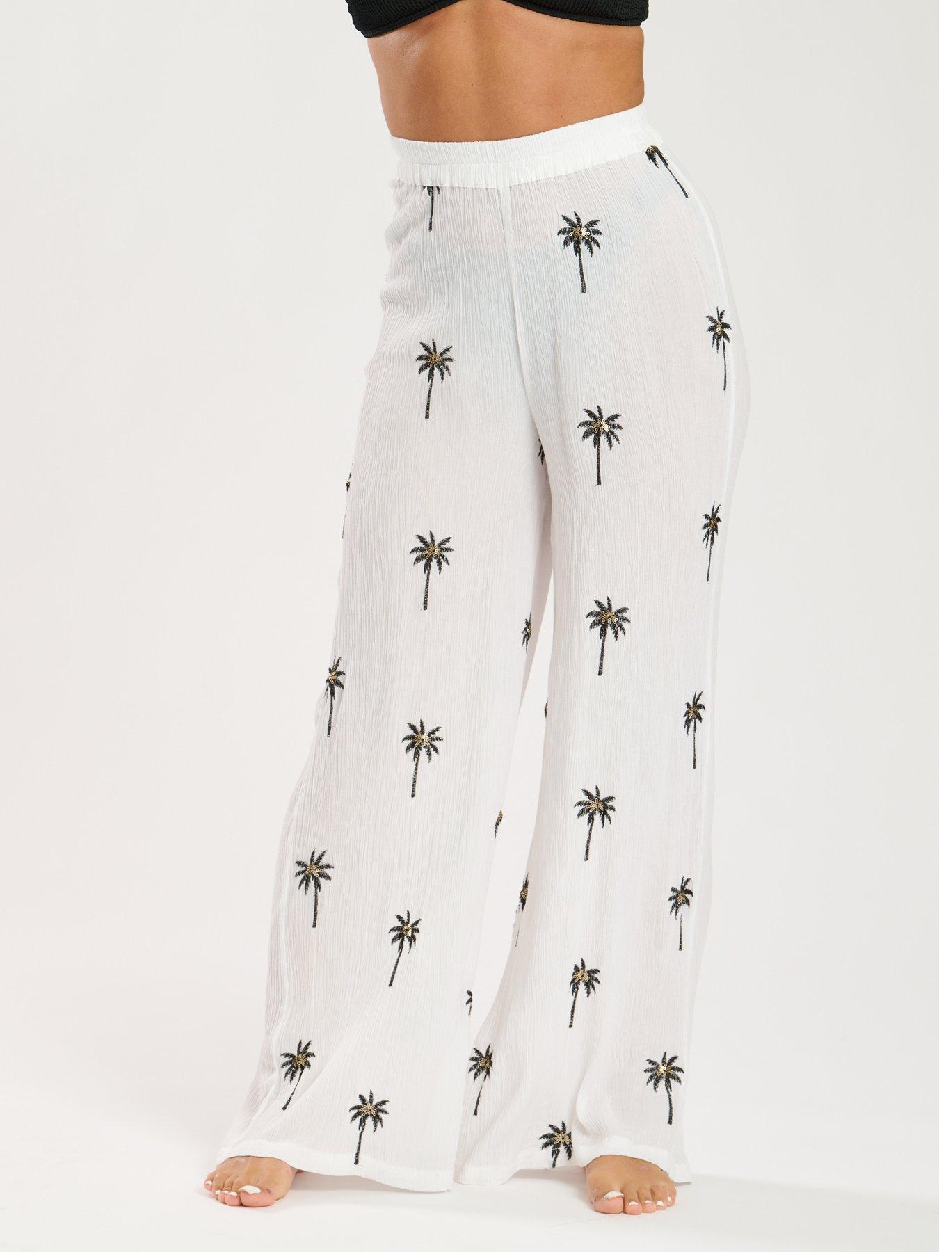 Image 5 of 6 of South Beach Embroidered Beach Pant - White