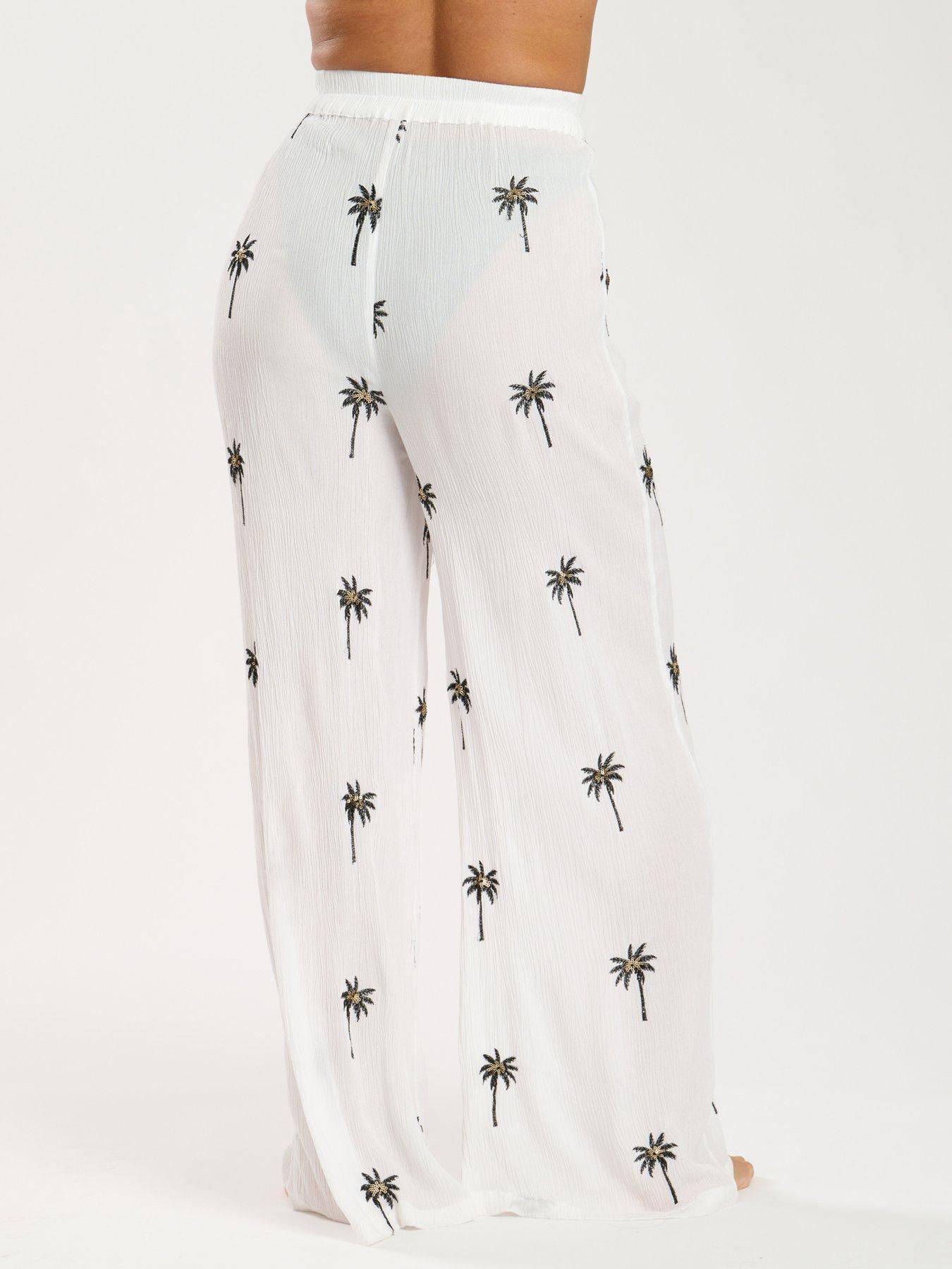 Image 6 of 6 of South Beach Embroidered Beach Pant - White