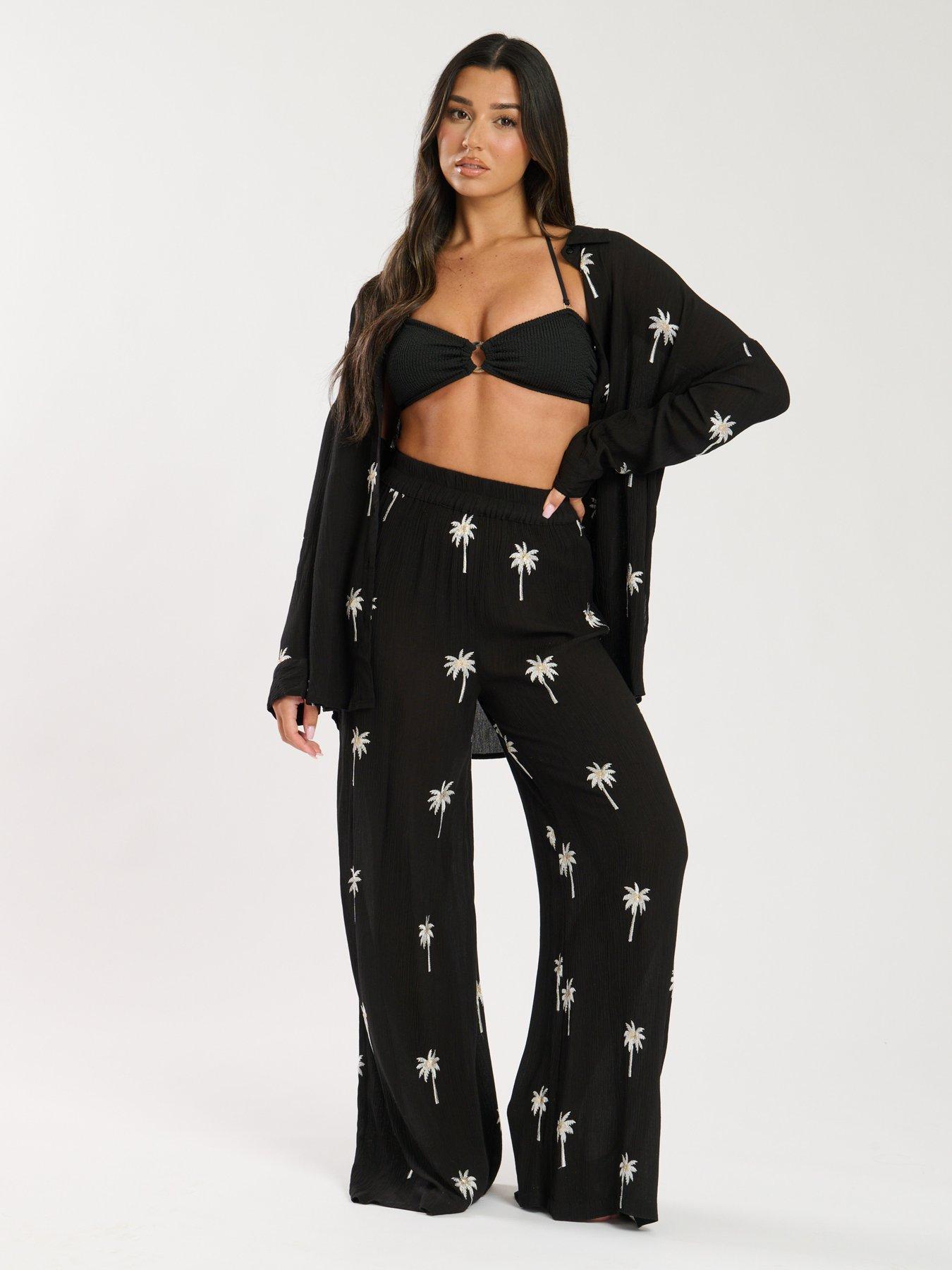 undefined Embroidered Beach Pant - Black