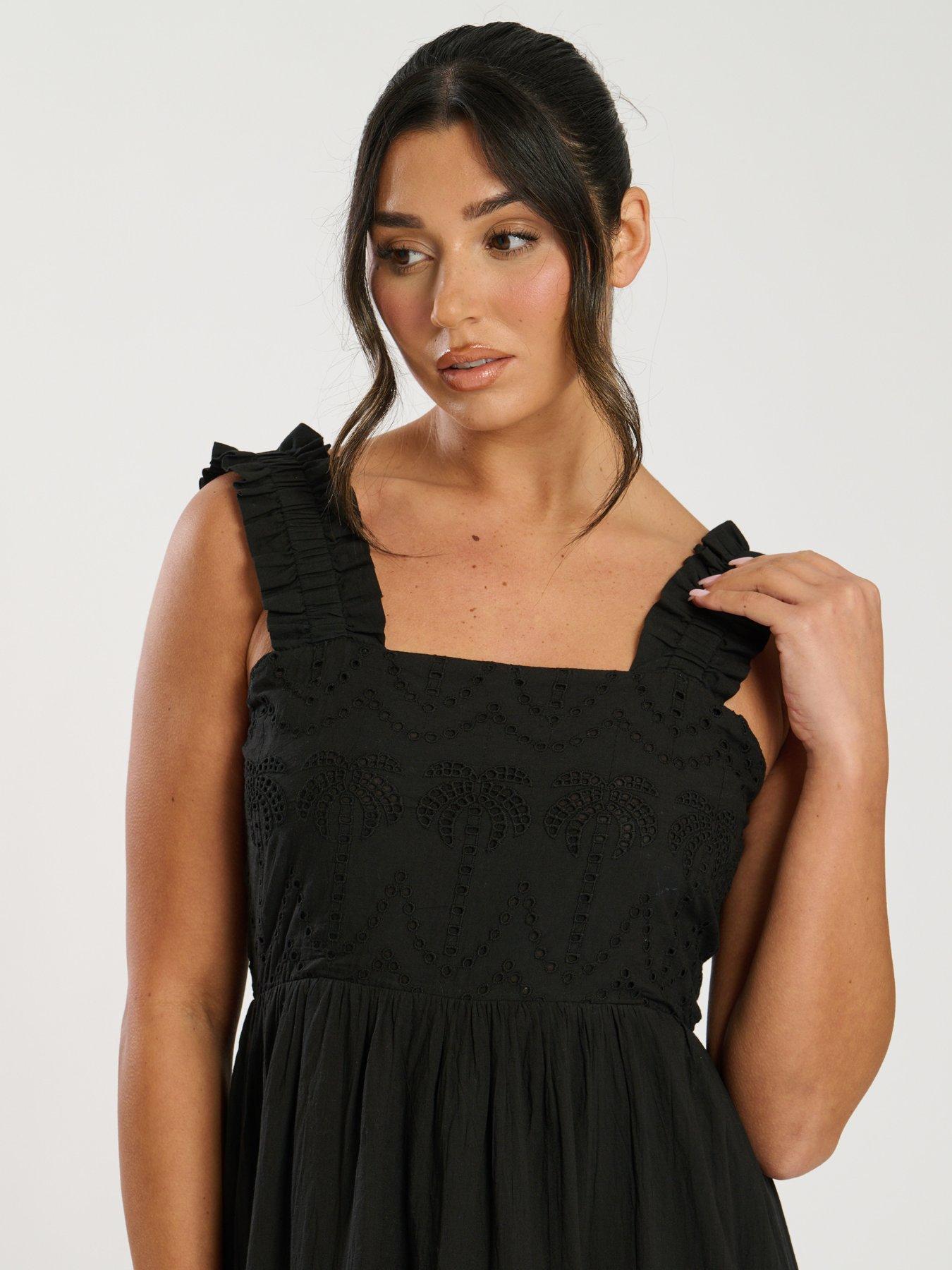 Tropicana Broderie Detail Tie Strap Maxi Dress