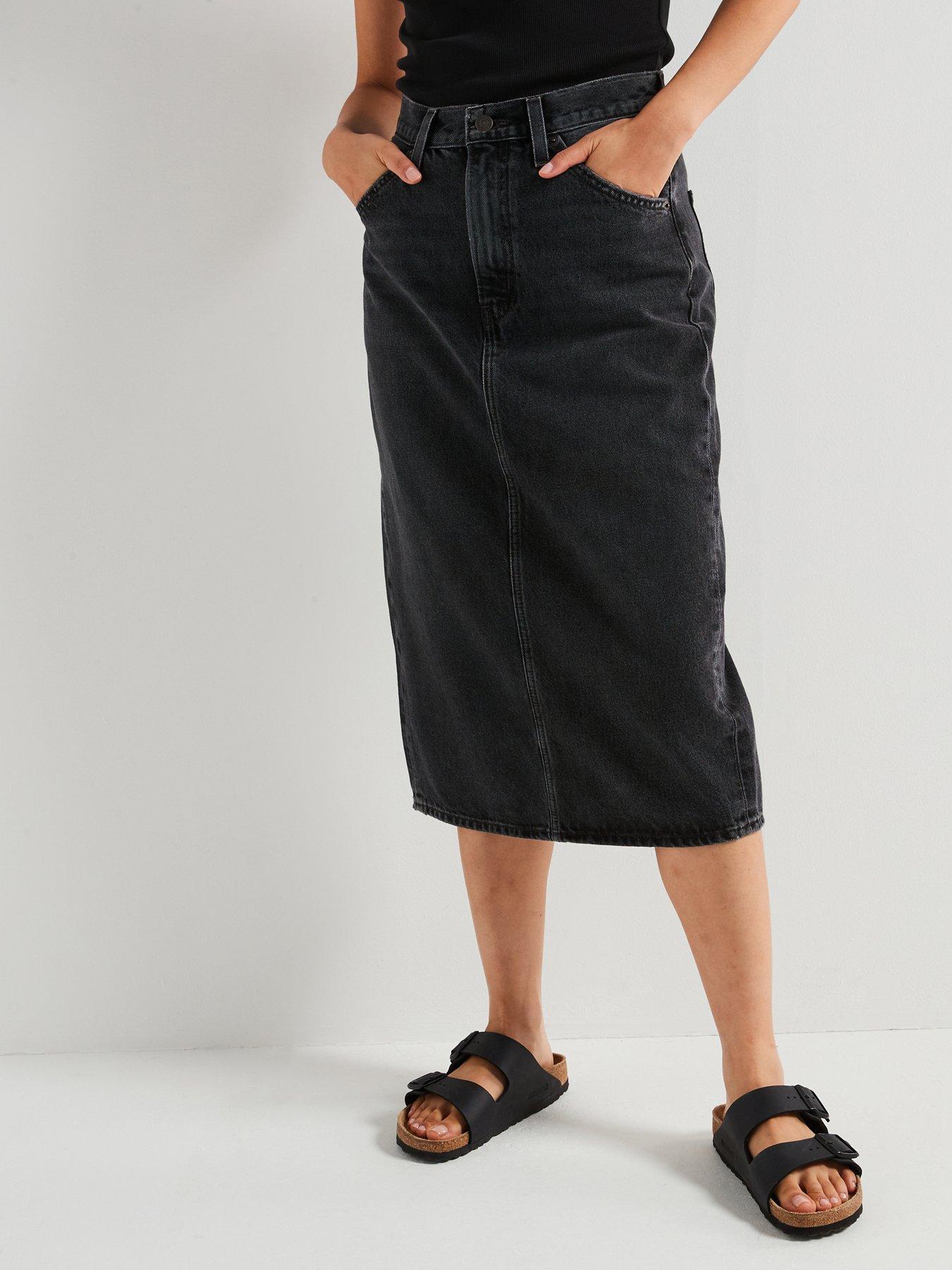Image 1 of 6 of Levi's High-rise Slit Skirt - Wandering Spirit Clean - Black