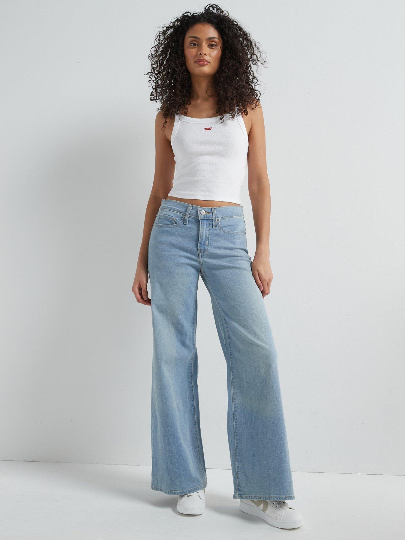 Levi's 318 Shaping Wide-leg Jeans, Blue, Size 32, Inside Leg 30, Women