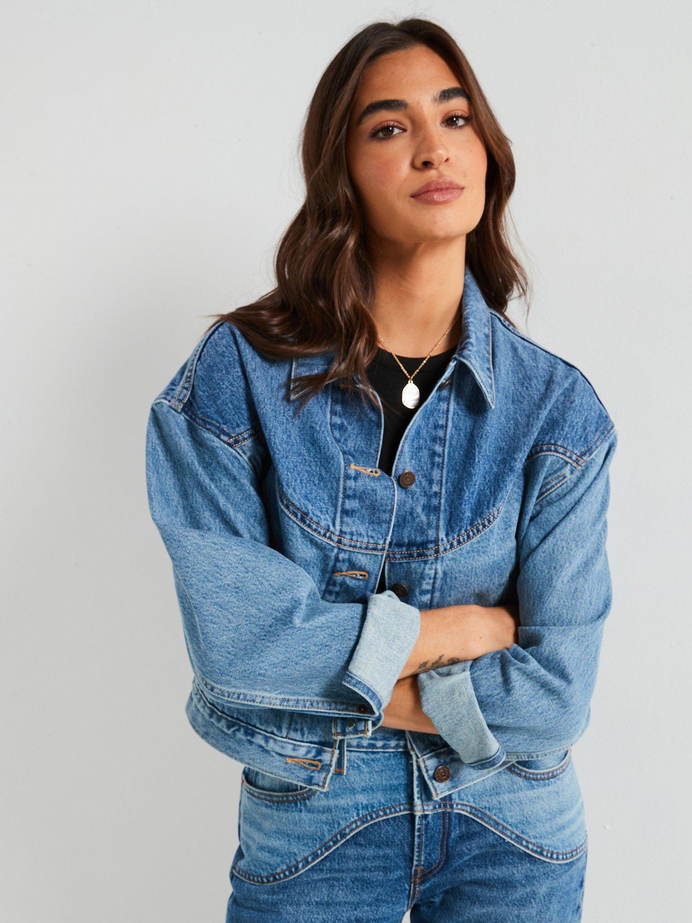 undefined Shrunken 90s Trucker Jacket - Ironic Iconic Trucker - Blue