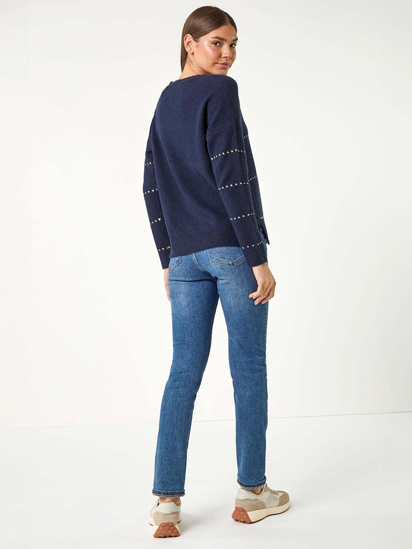 Image 2 of 5 of Roman Shimmer Detail Knit Jumper - Blue