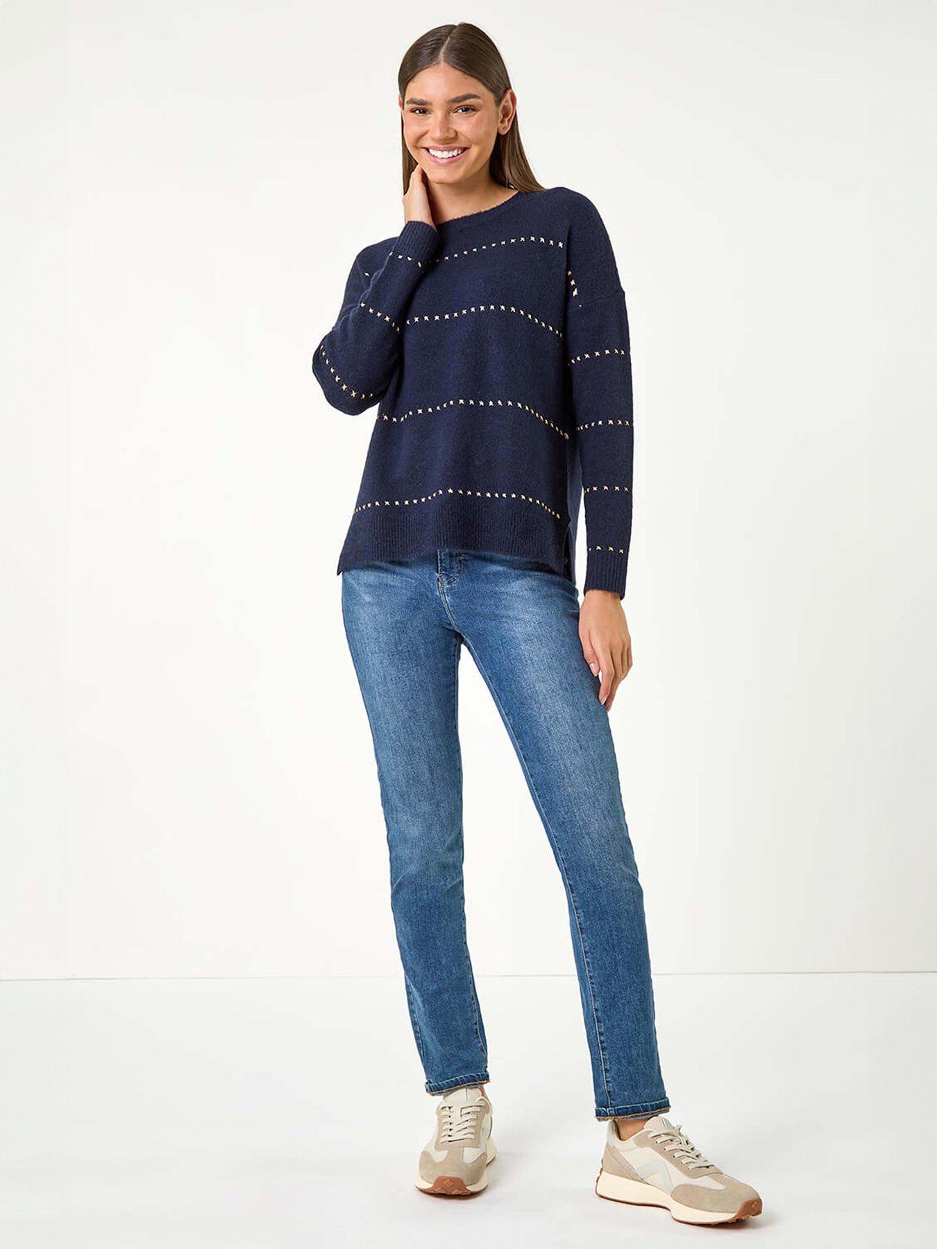 Image 3 of 5 of Roman Shimmer Detail Knit Jumper - Blue