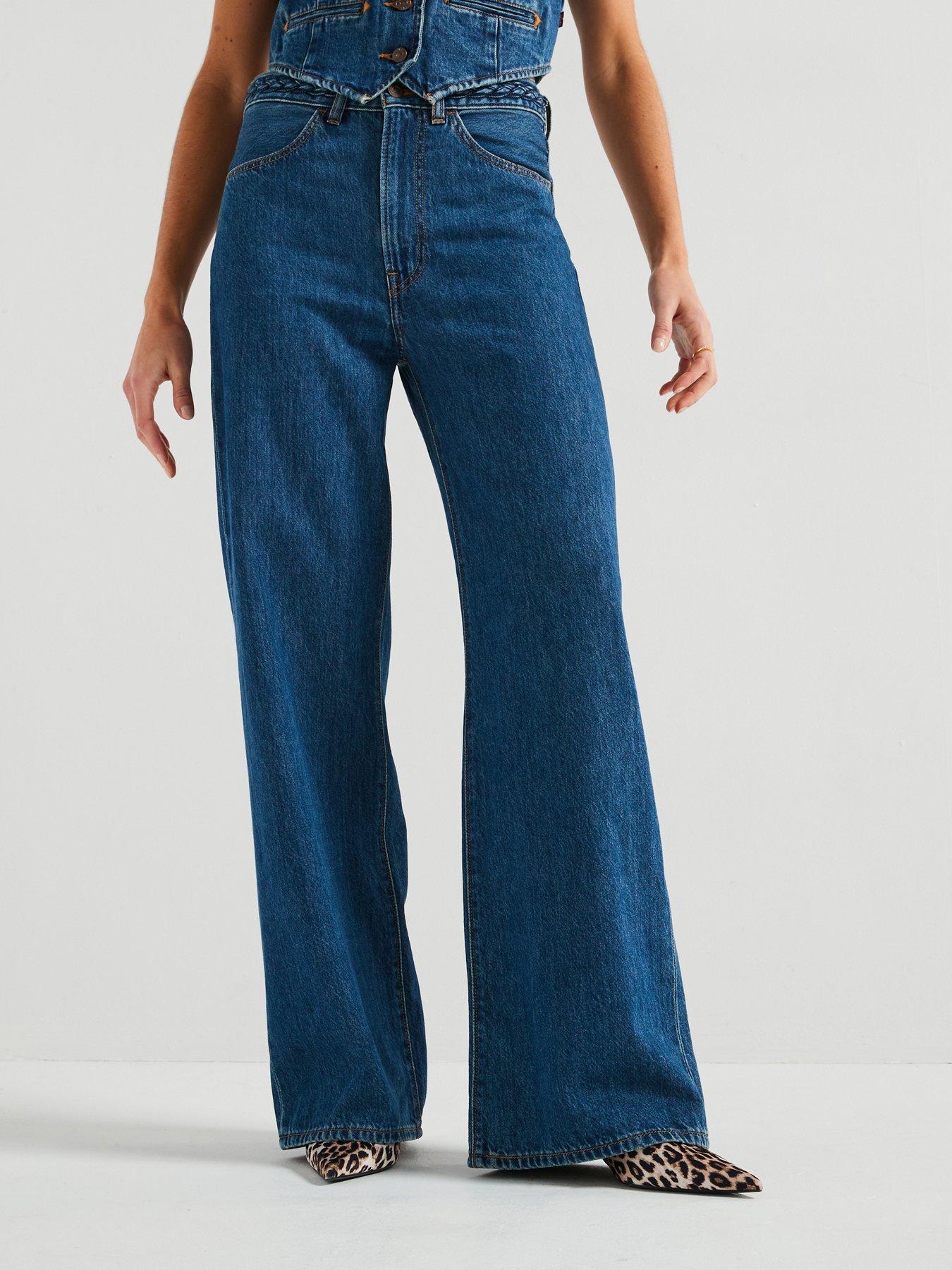 undefined Ribcage Wide Leg Braided Jeans - Big Yikes Blue