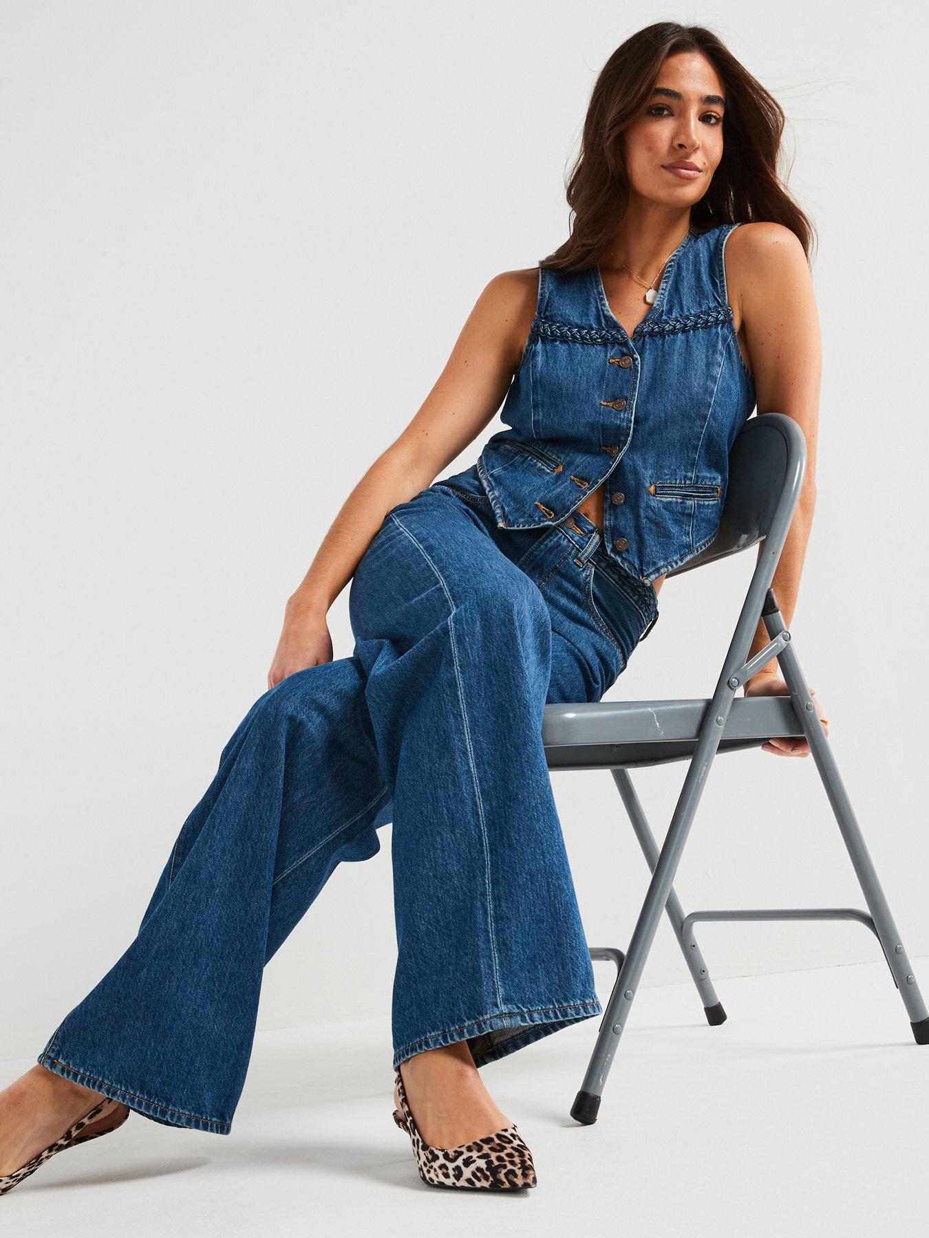 Image 4 of 6 of Levi's Ribcage Wide Leg Braided Jeans - Big Yikes Blue