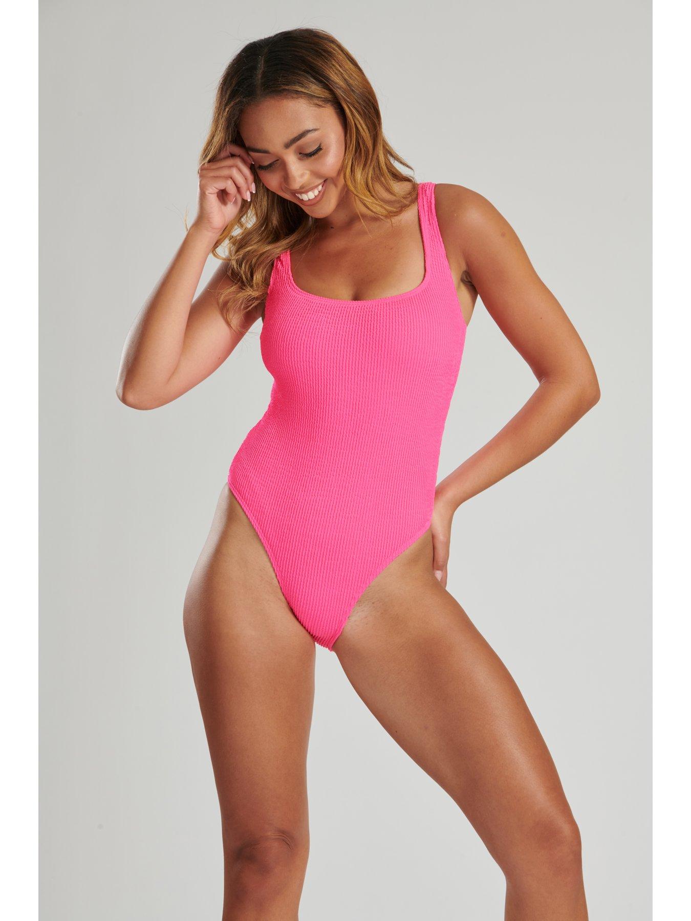 South Beach: Crinkle Scoop Swimsuit - Pink