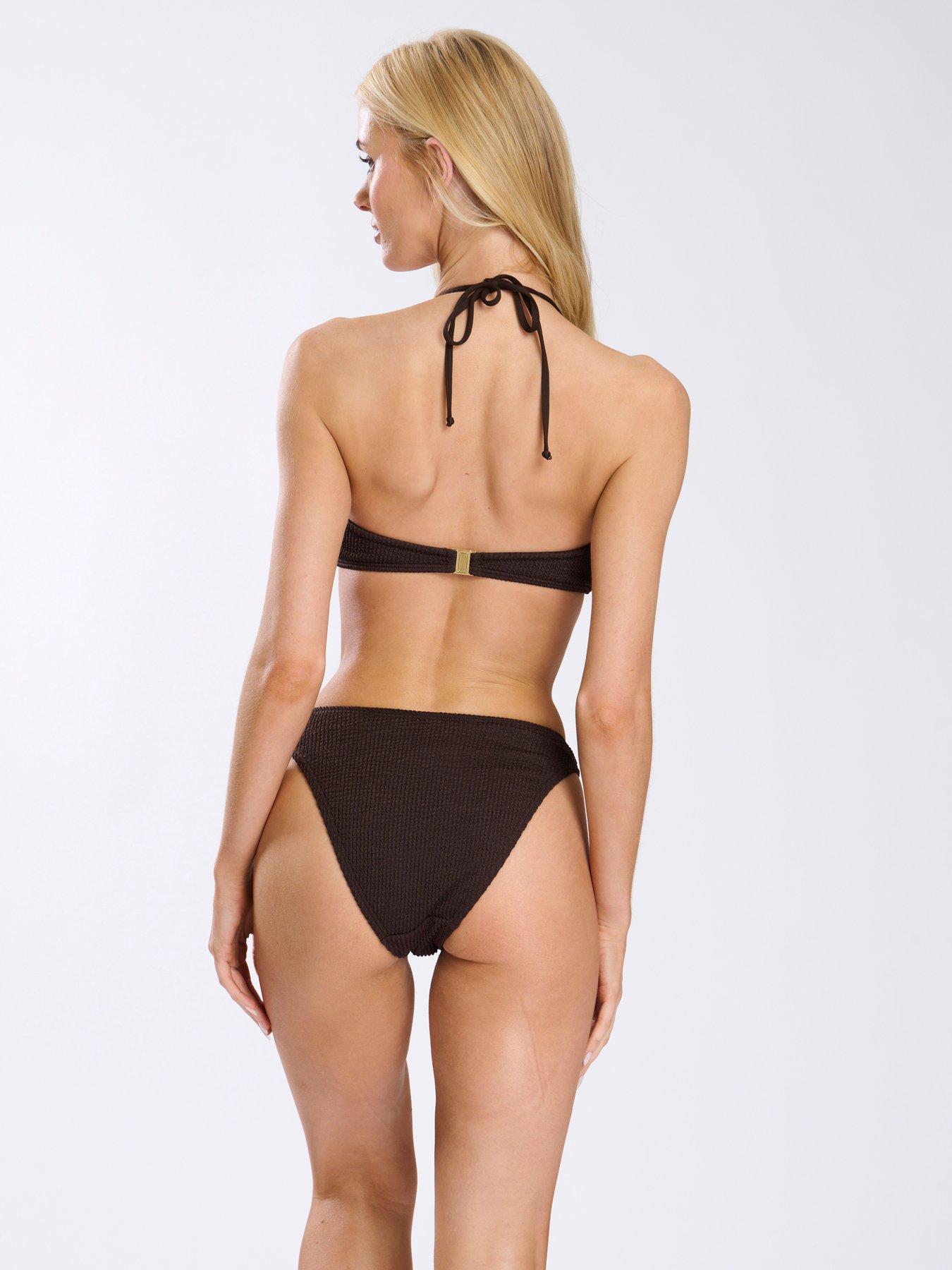 Image 2 of 5 of South Beach Crinkle Ring Bandeau Bikini Top - Black