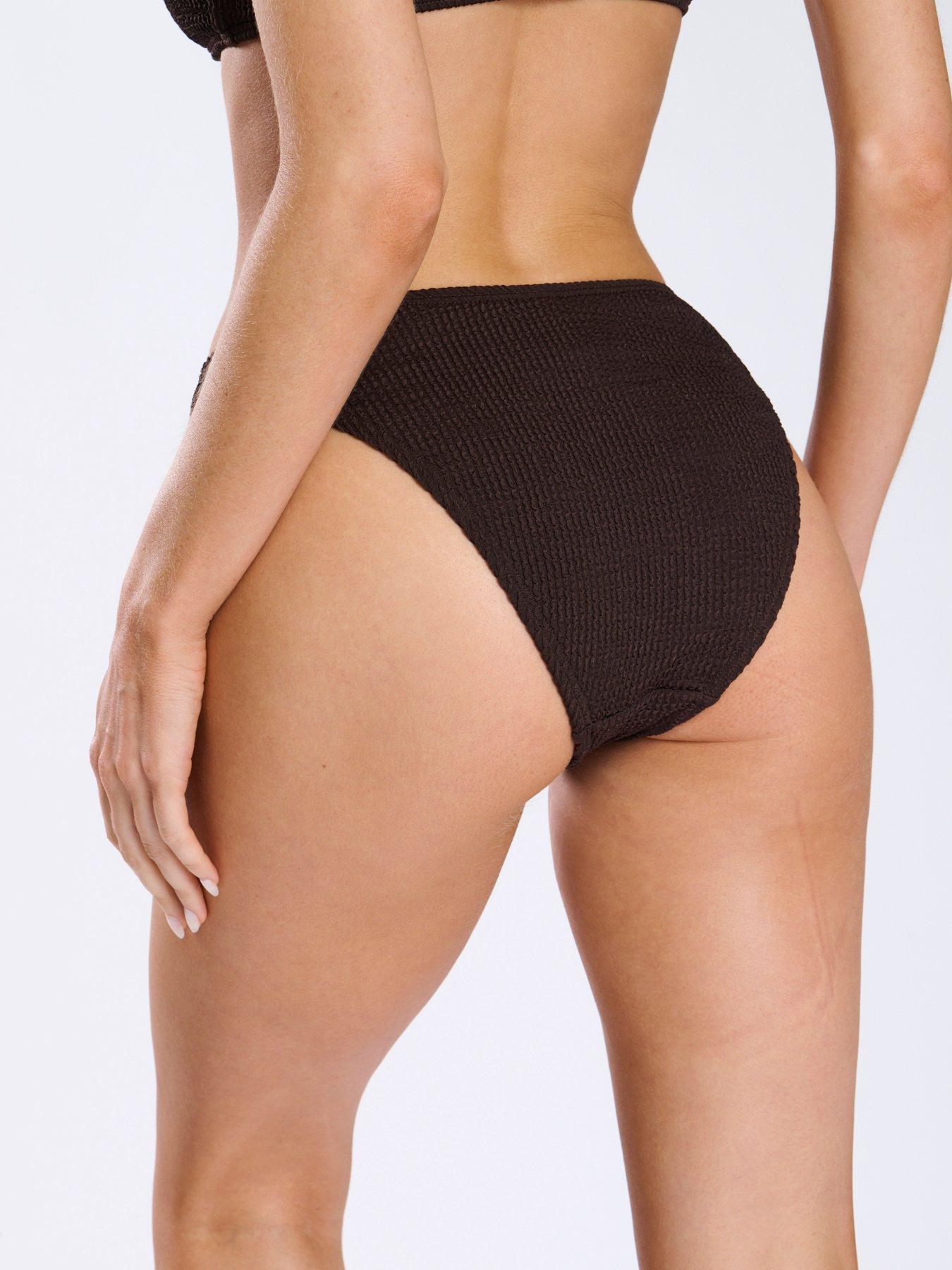 Image 4 of 5 of South Beach Crinkle Ring Bandeau Bikini Top - Black