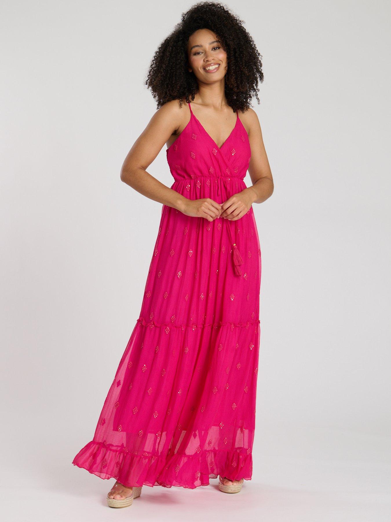 undefined Sequin Detail Cami Maxi Dress - Pink