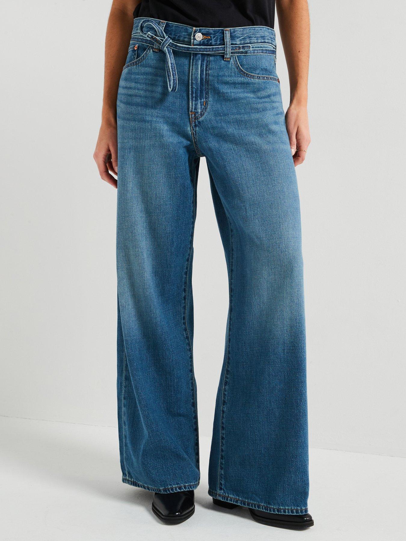 undefined Xl Straight Linen+ Denim Jeans - Blue