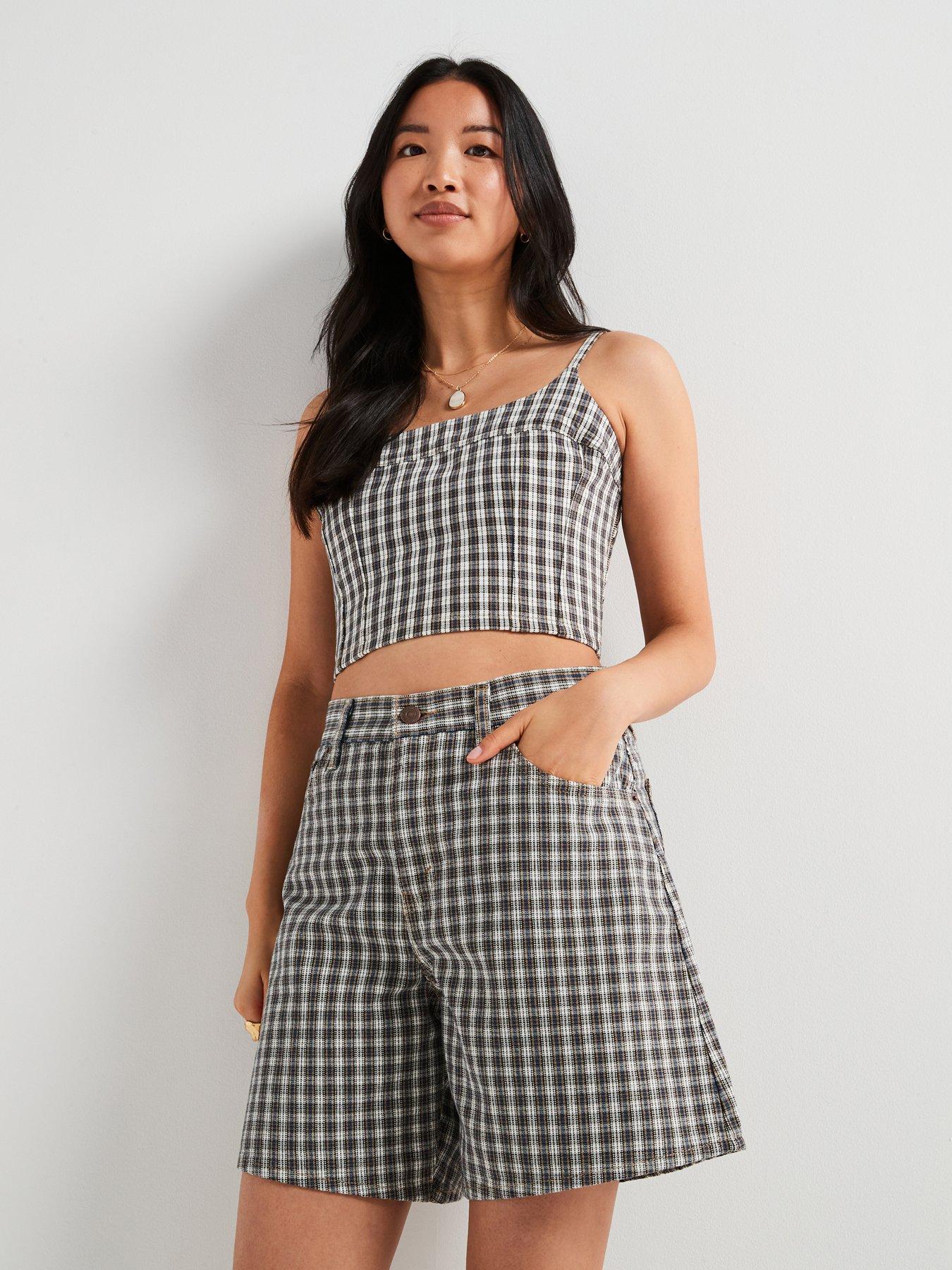 undefined Jadine Denim Cami - Milo Mini Plaid Egret
