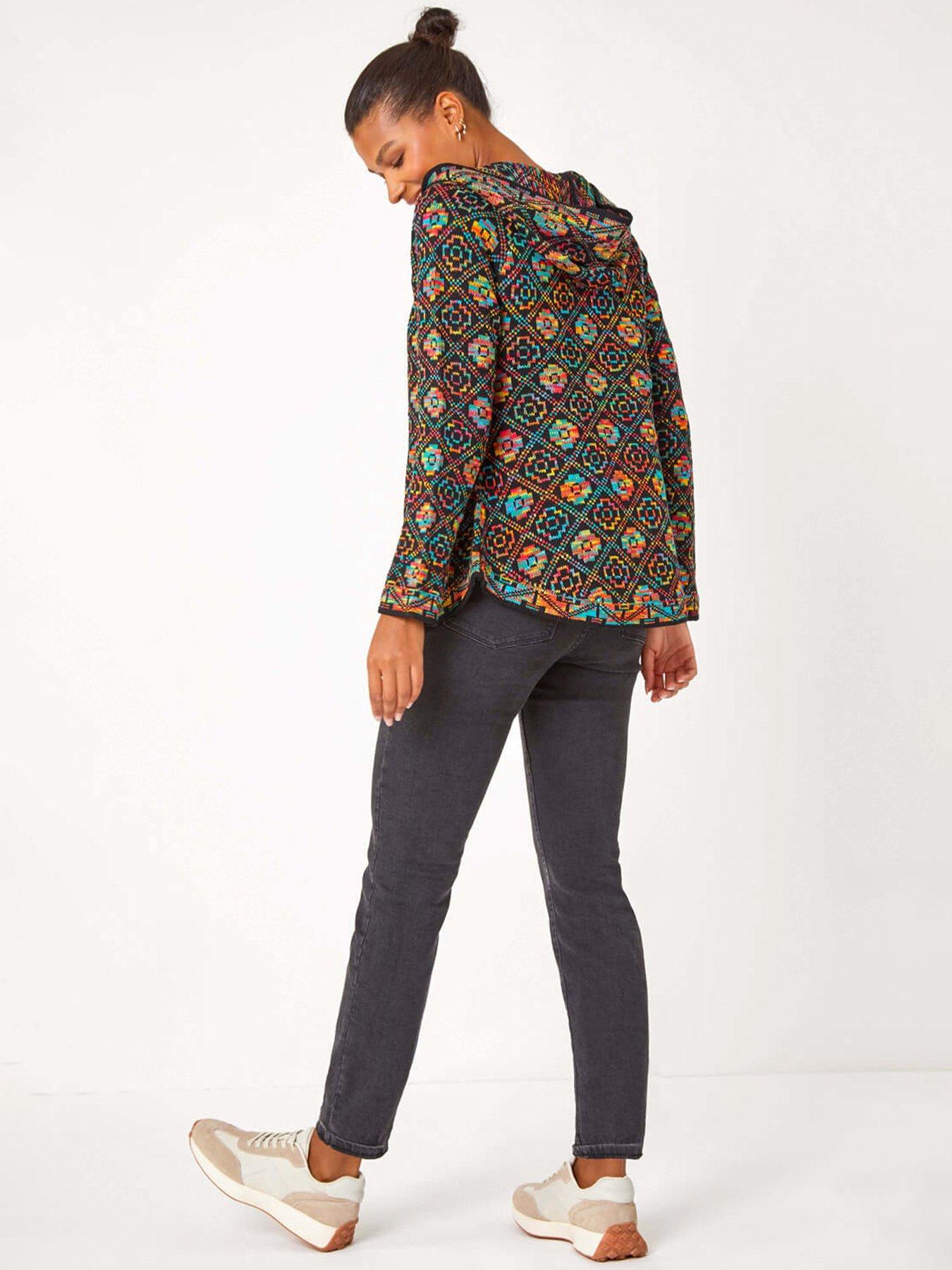 Roman Aztec Zip Front Hooded Cardigan - Multi | Very