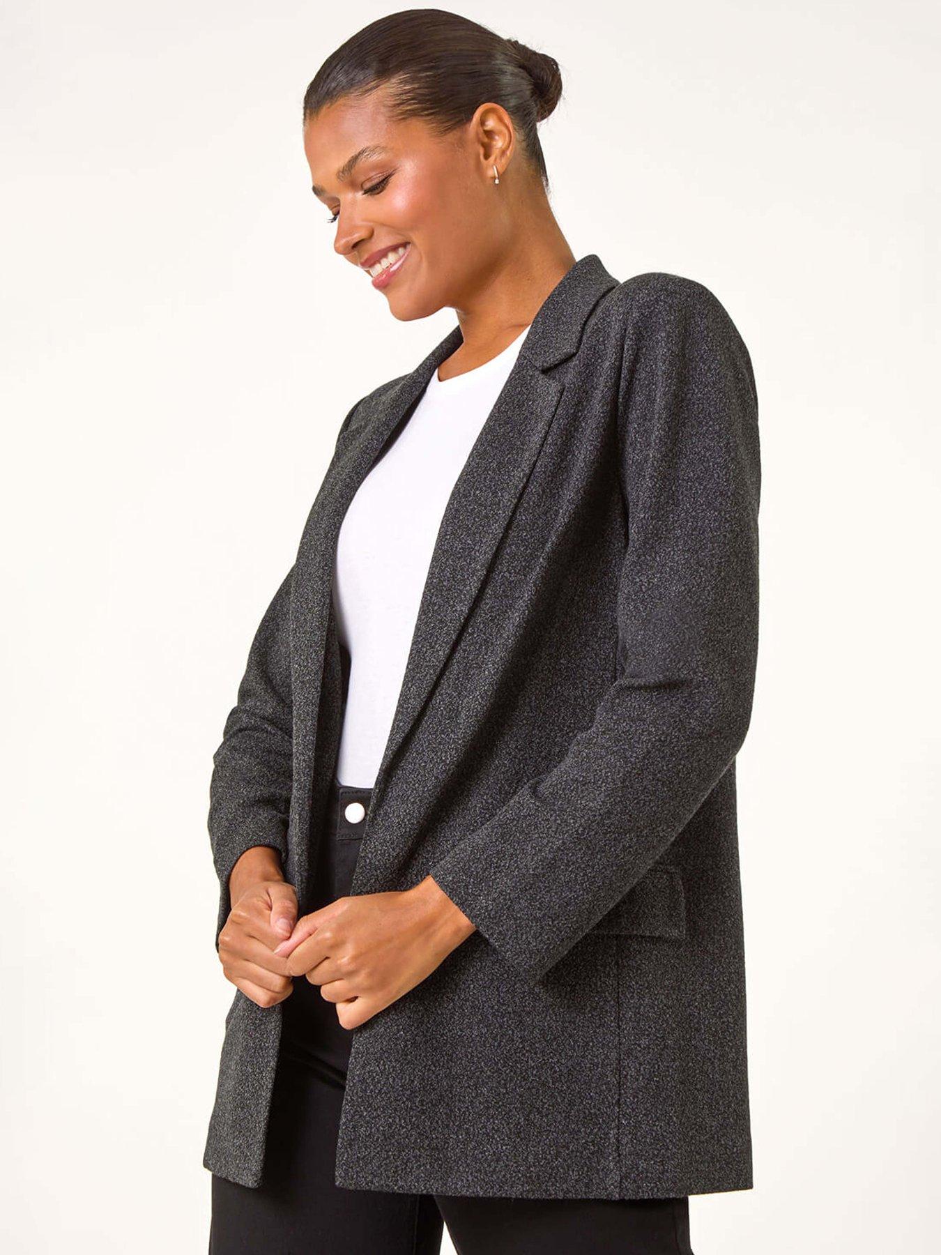 Image 1 of 5 of Roman Textured Pocket Detail Stretch Blazer - Grey