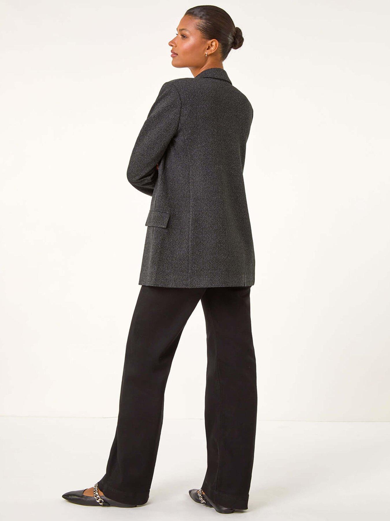 Image 2 of 5 of Roman Textured Pocket Detail Stretch Blazer - Grey