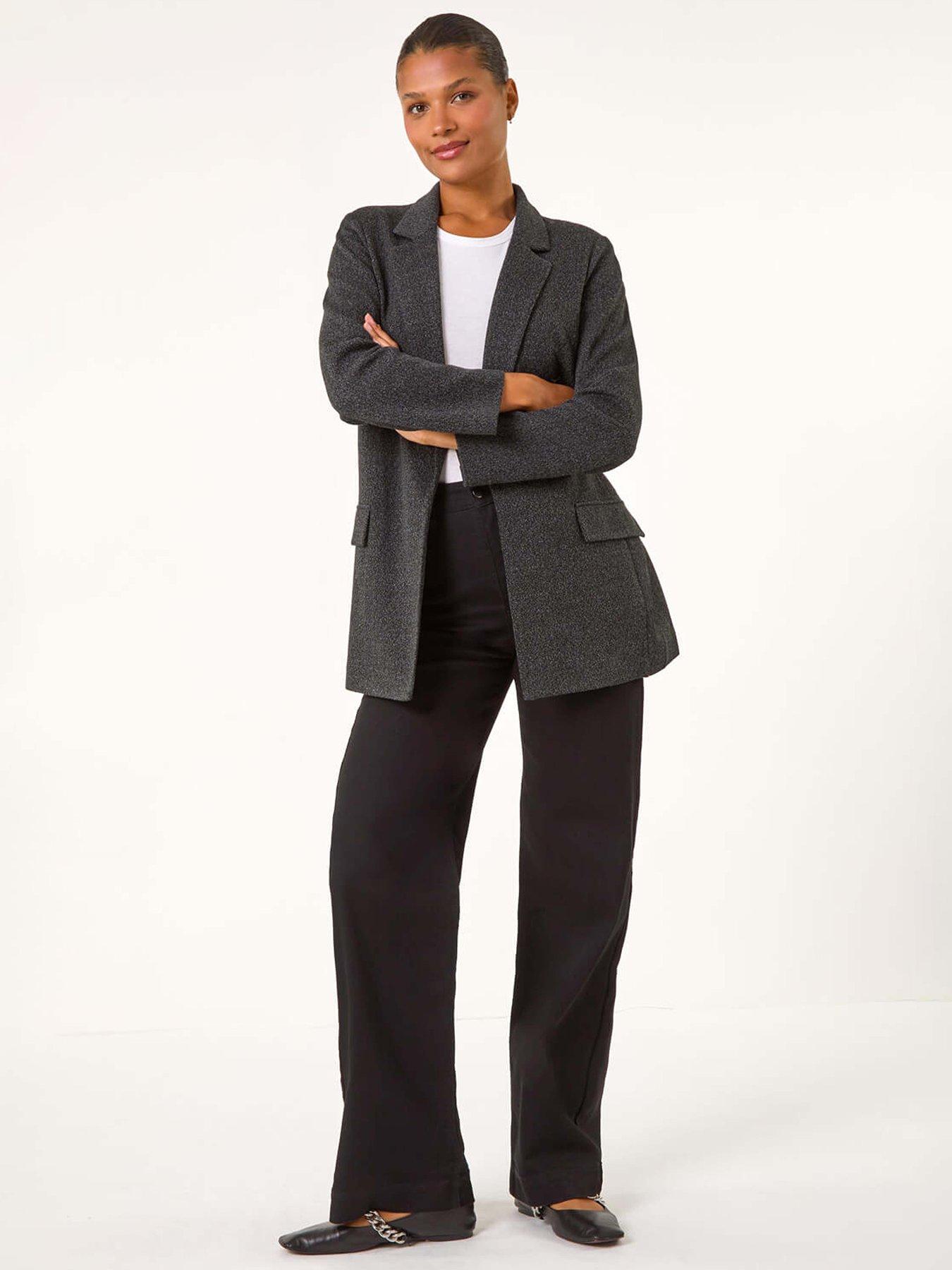 Image 3 of 5 of Roman Textured Pocket Detail Stretch Blazer - Grey