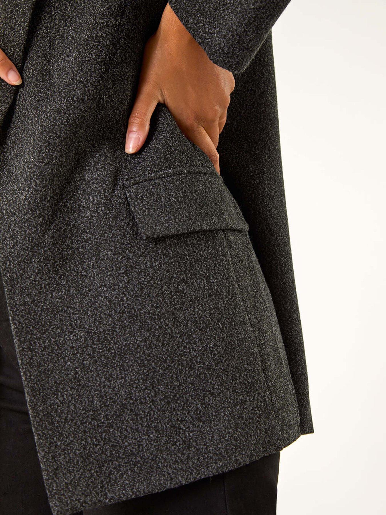 Image 5 of 5 of Roman Textured Pocket Detail Stretch Blazer - Grey