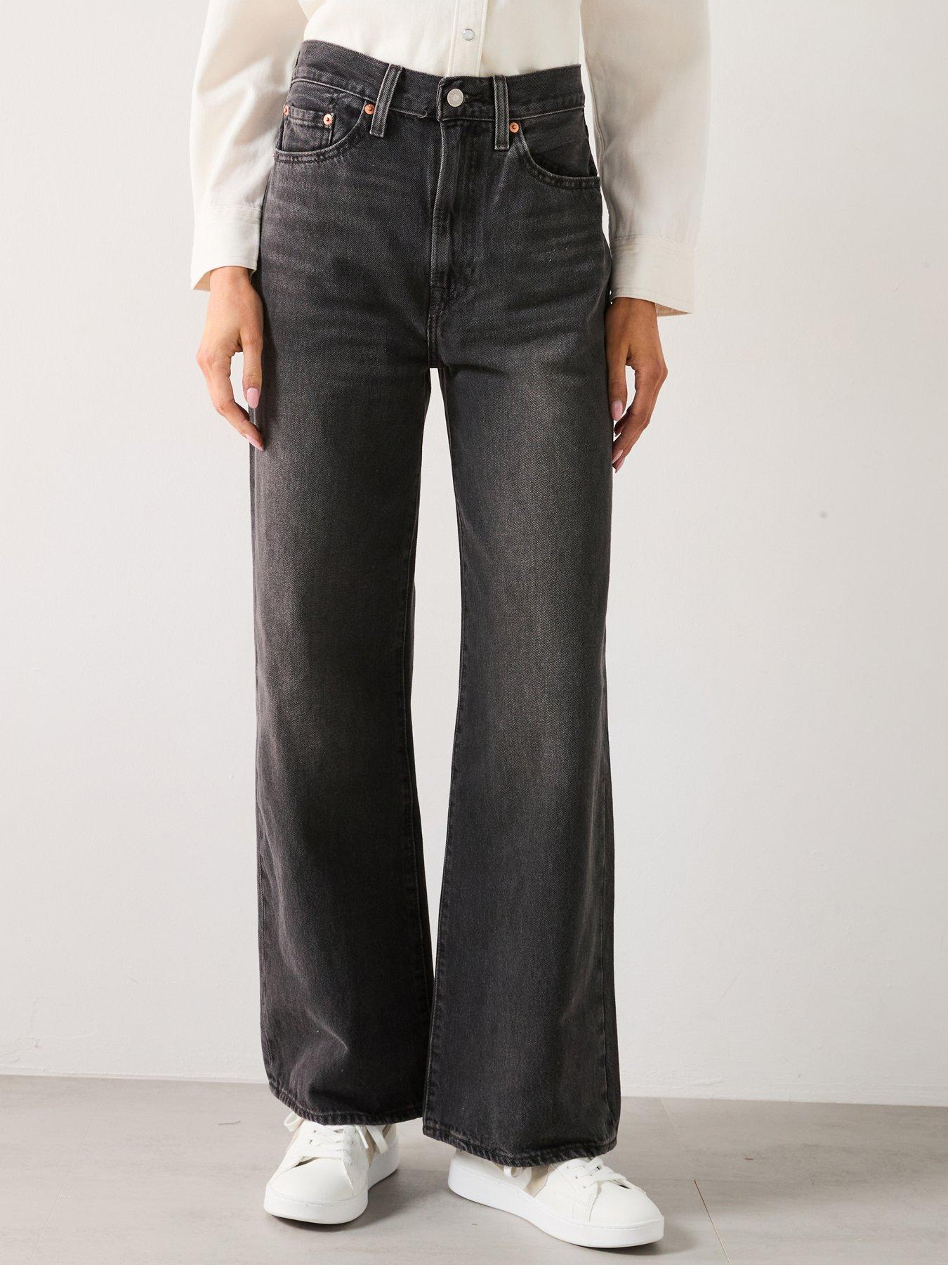 Image 1 of 5 of Levi's Ribcage Wide Leg Jeans - Swipe Up Black