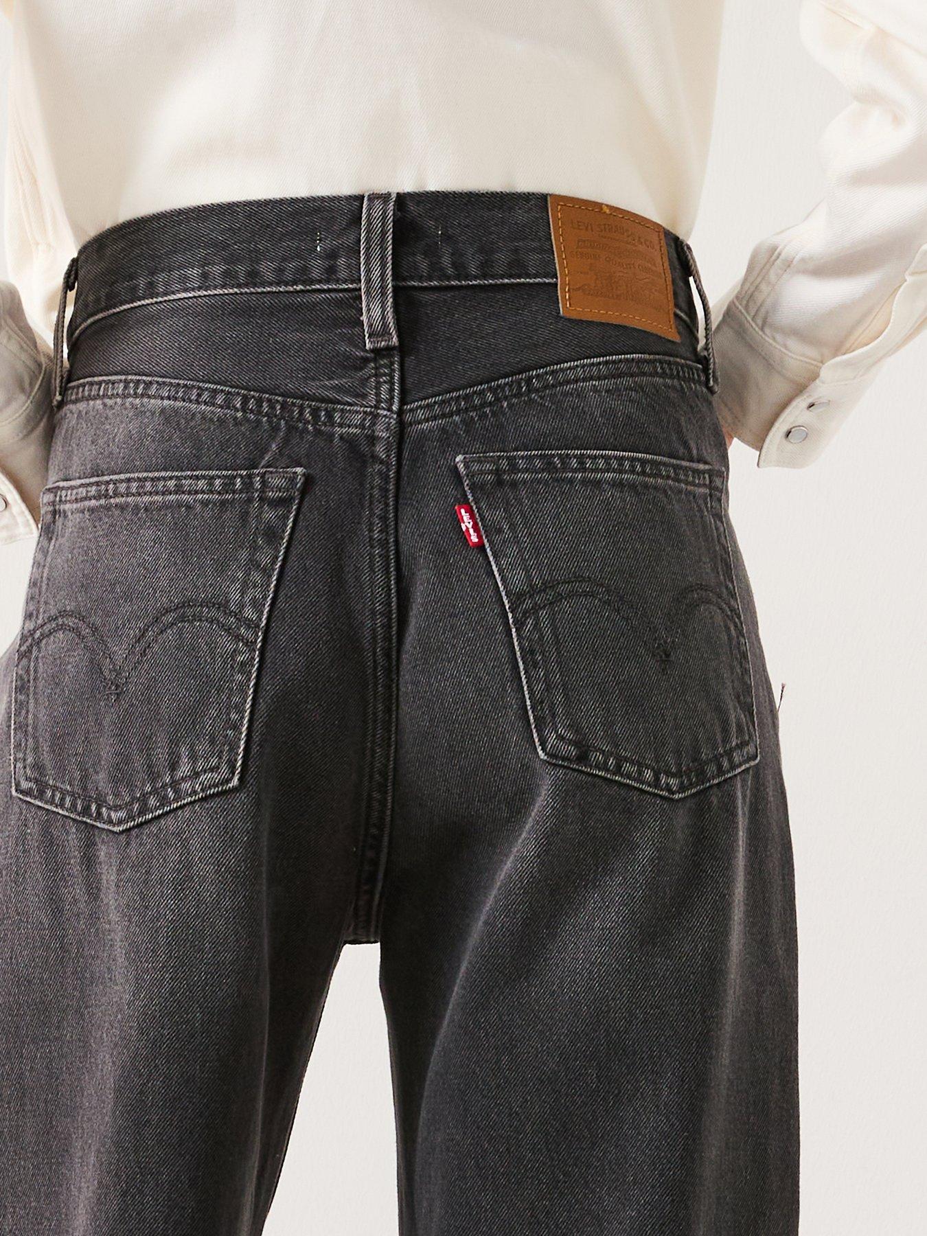 Image 4 of 5 of Levi's Ribcage Wide Leg Jeans - Swipe Up Black