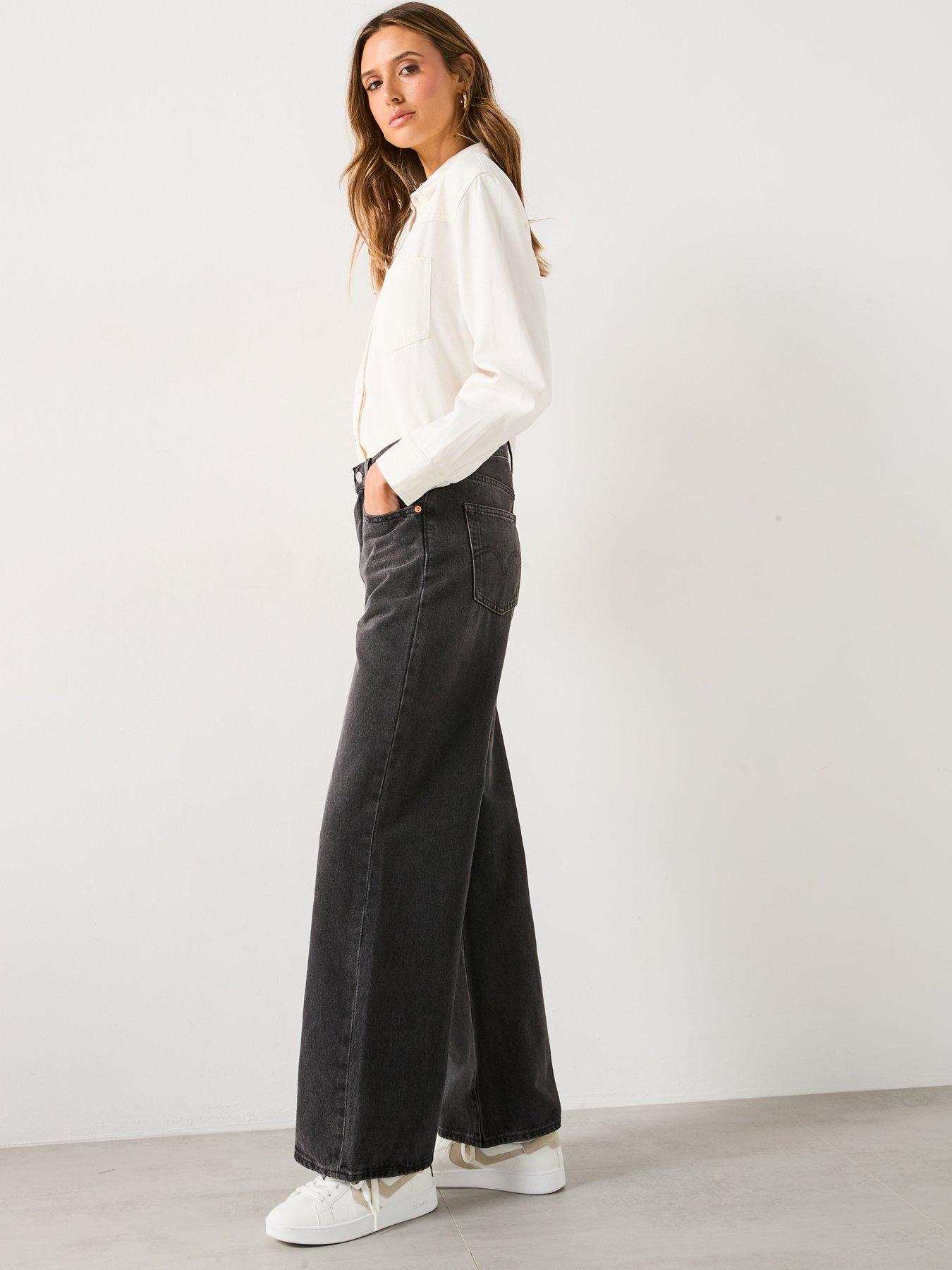Image 5 of 5 of Levi's Ribcage Wide Leg Jeans - Swipe Up Black