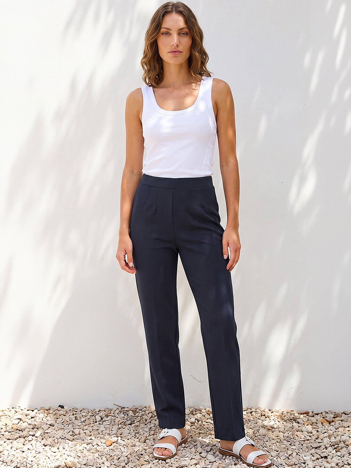 Roman Petite Straight Leg Ponte Stretch Trouser - Navy
